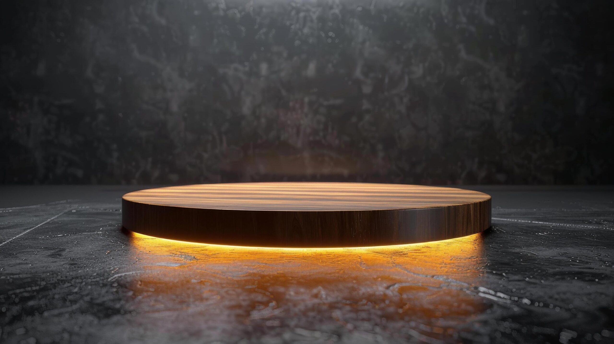 Ai-generated-round-wooden-table-with-light-free-photo