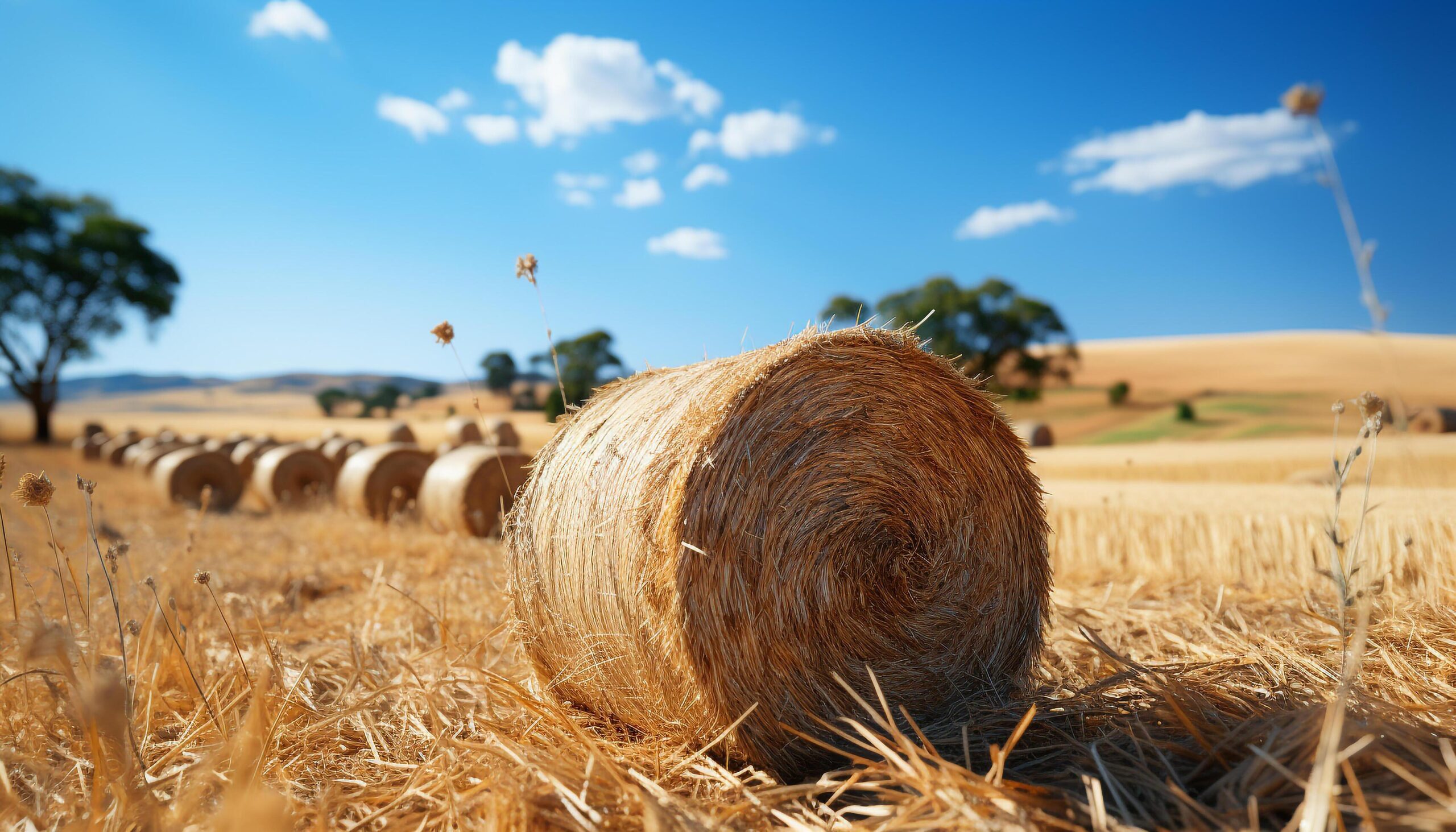 Ai-generated-rural-farm-landscape-haystacks-wheat-and-golden-meadows-generated-by-ai-free-photo
