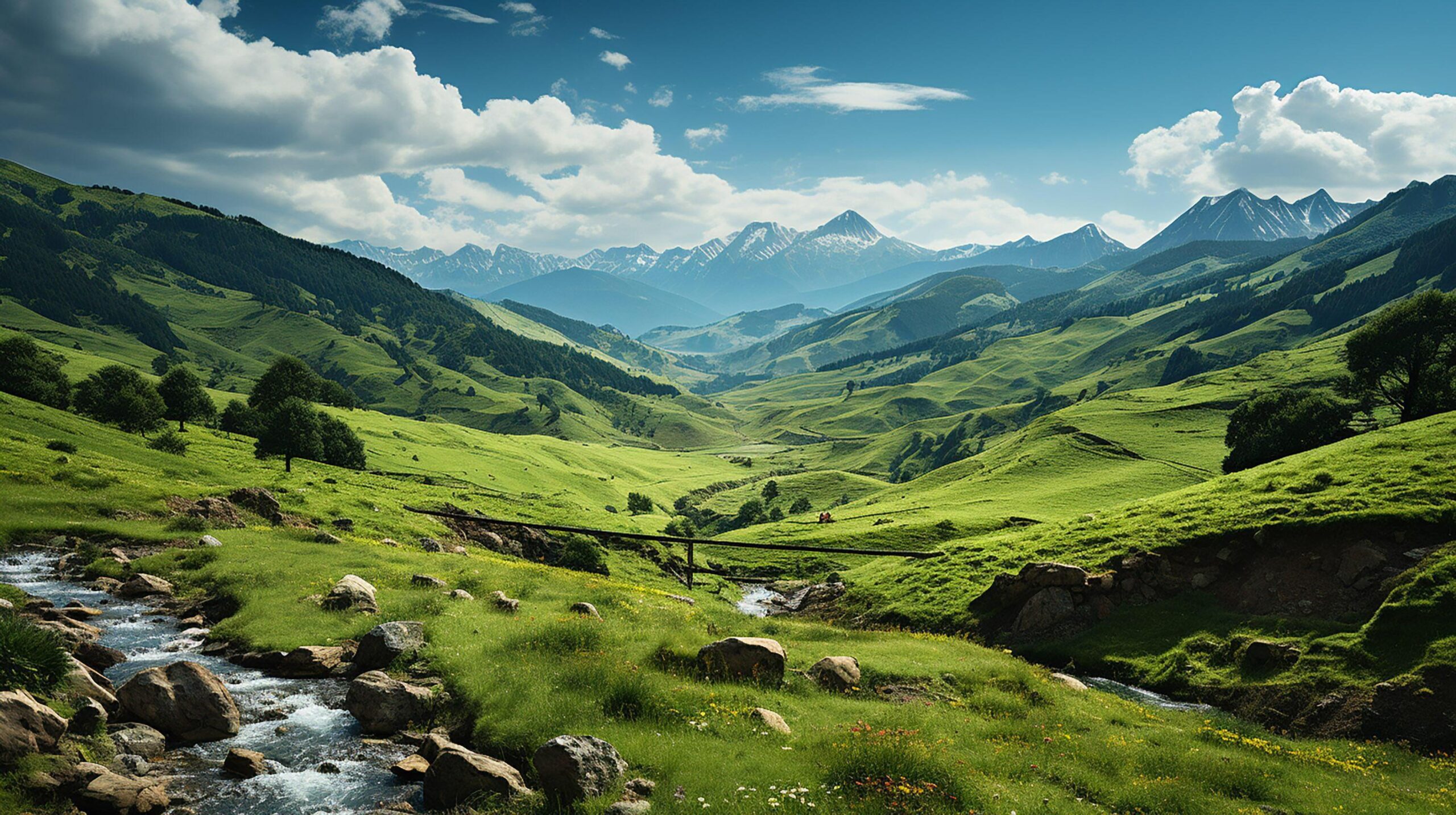 Ai-generated-scenic-view-of-mountain-and-grass-covered-hills-free-photo