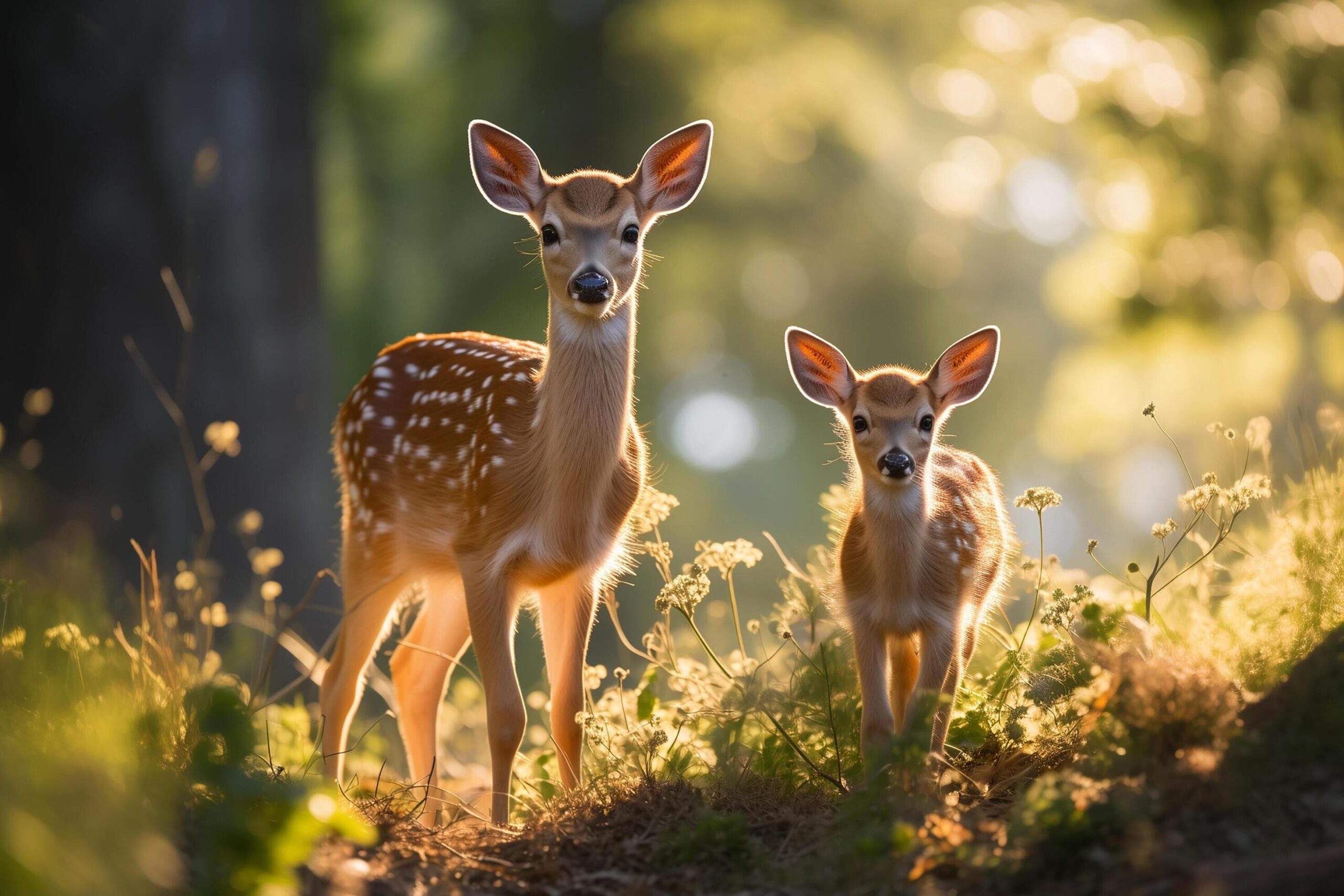 Ai-generated-sika-deer-fawn-standing-together-generative-ai-free-photo