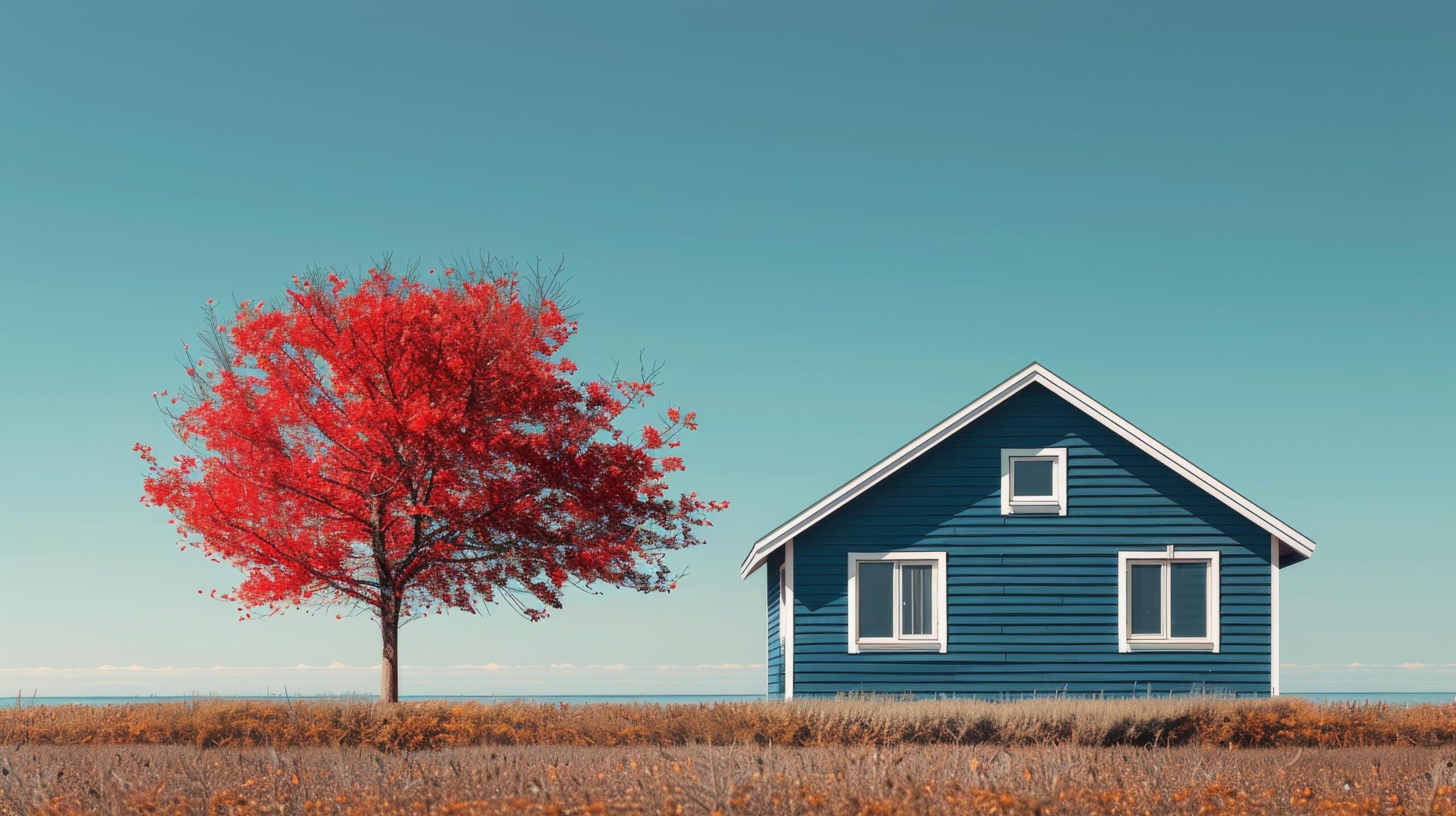 Ai-generated-small-house-on-lush-green-field-free-photo