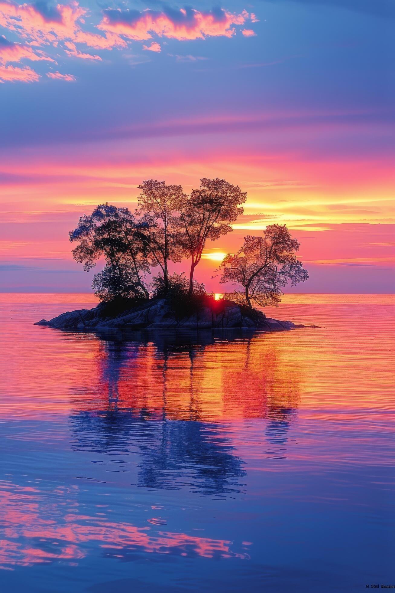 Ai-generated-small-island-in-the-middle-of-a-body-of-water-free-photo