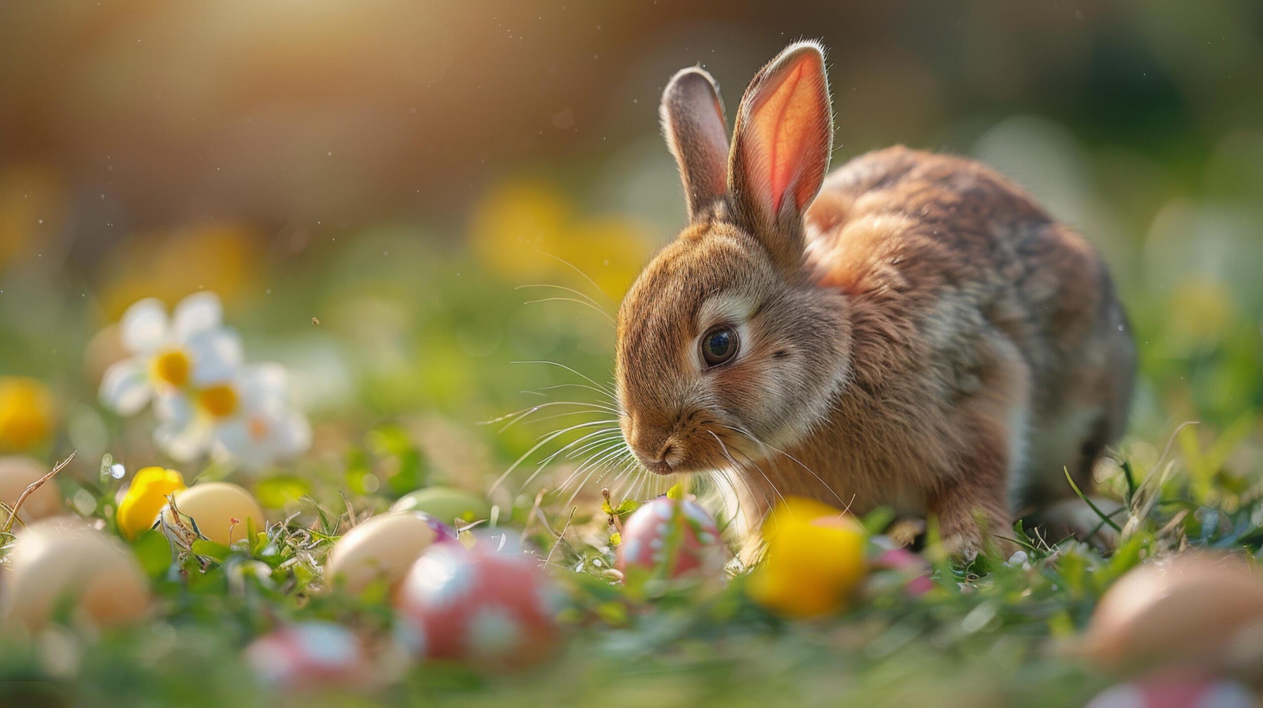Ai-generated-small-rabbit-sitting-in-field-of-eggs-free-photo