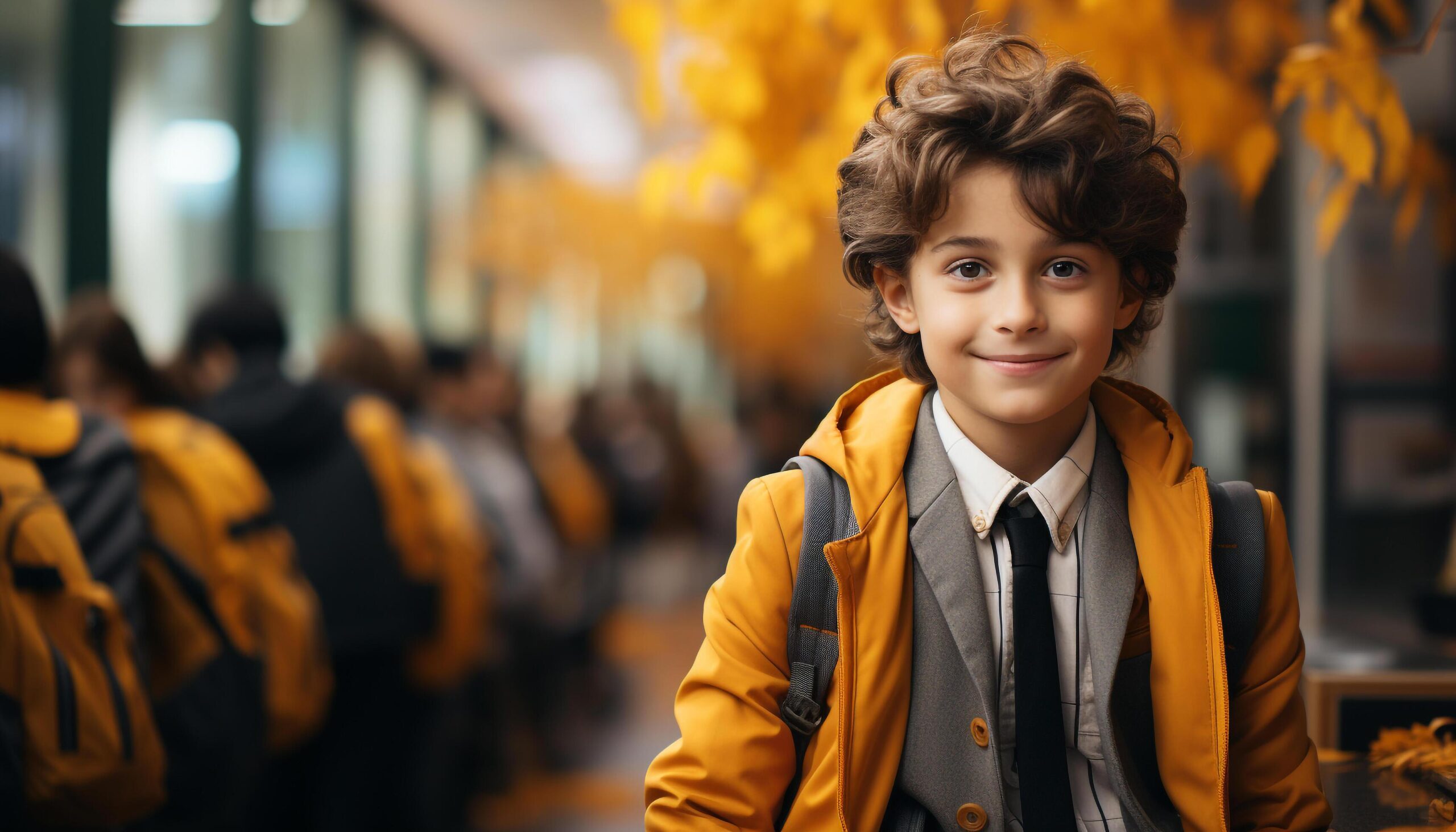 Ai-generated-smiling-child-outdoors-happiness-in-autumn-cheerful-schoolboy-standing-generated-by-ai-free-photo