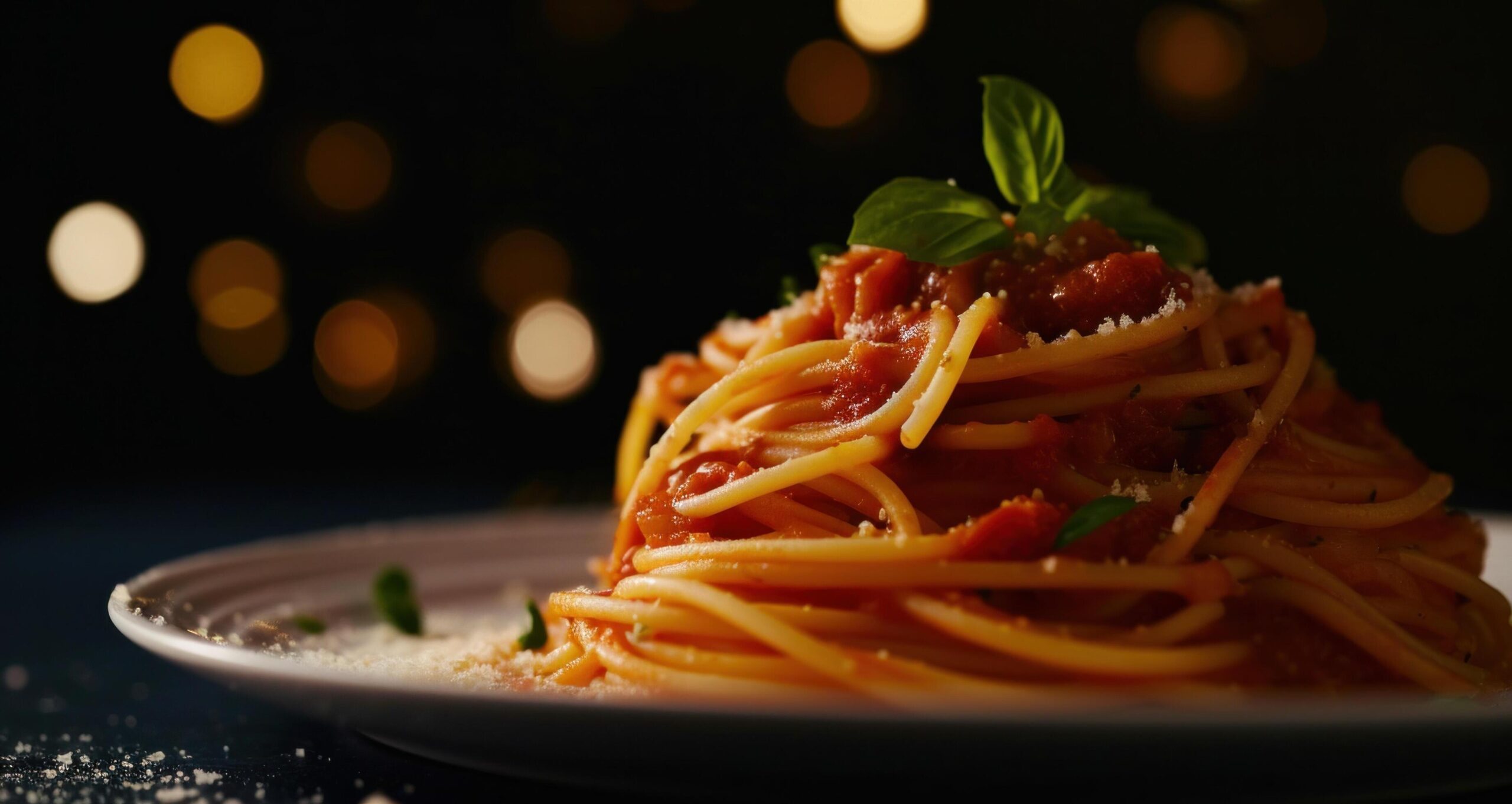 Ai-generated-some-spaghetti-on-a-plate-on-a-dark-background-free-photo