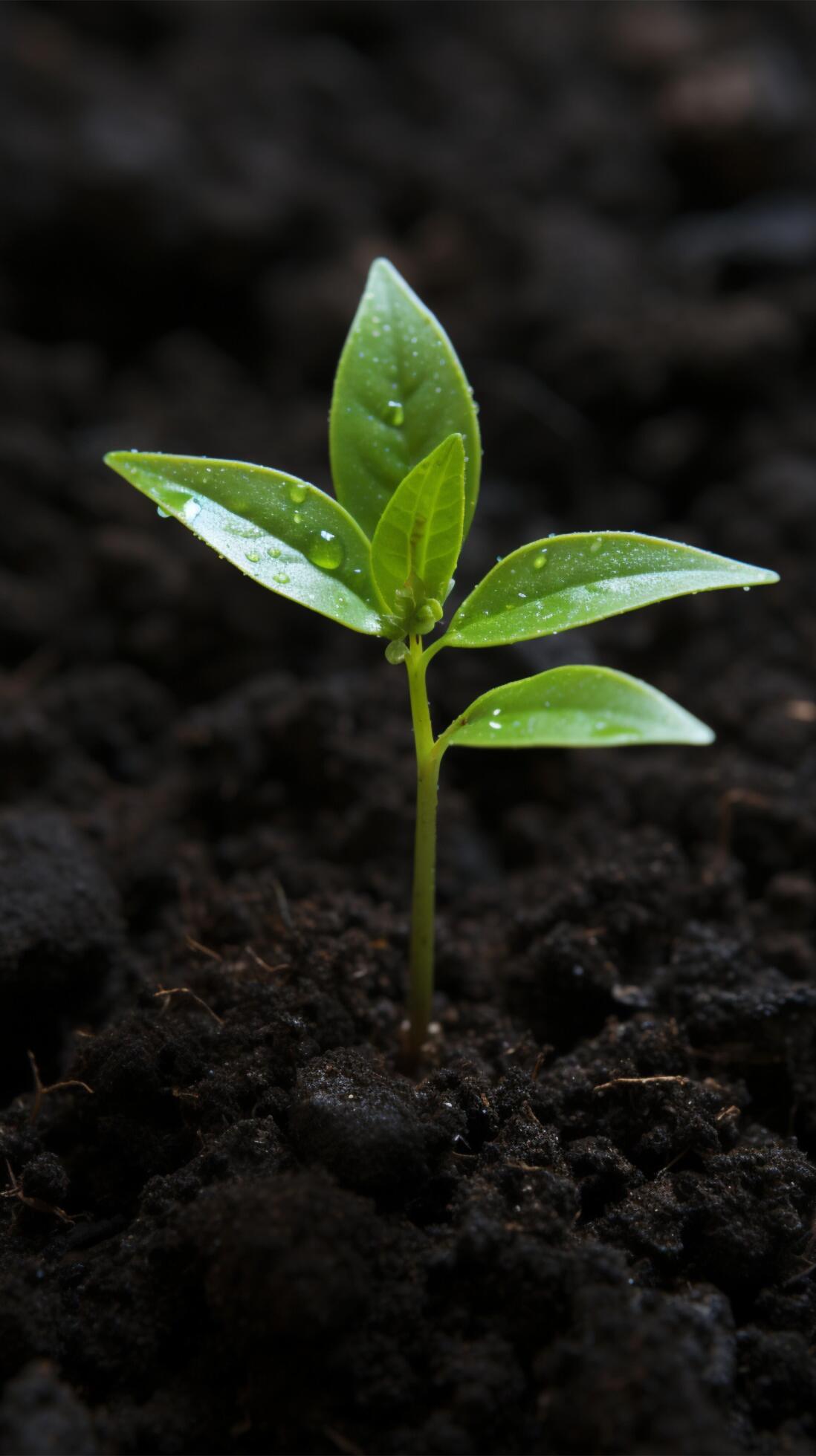 Ai-generated-sprouting-life-top-down-view-of-an-avocado-plant-growing-vertical-mobile-wallpaper-free-photo