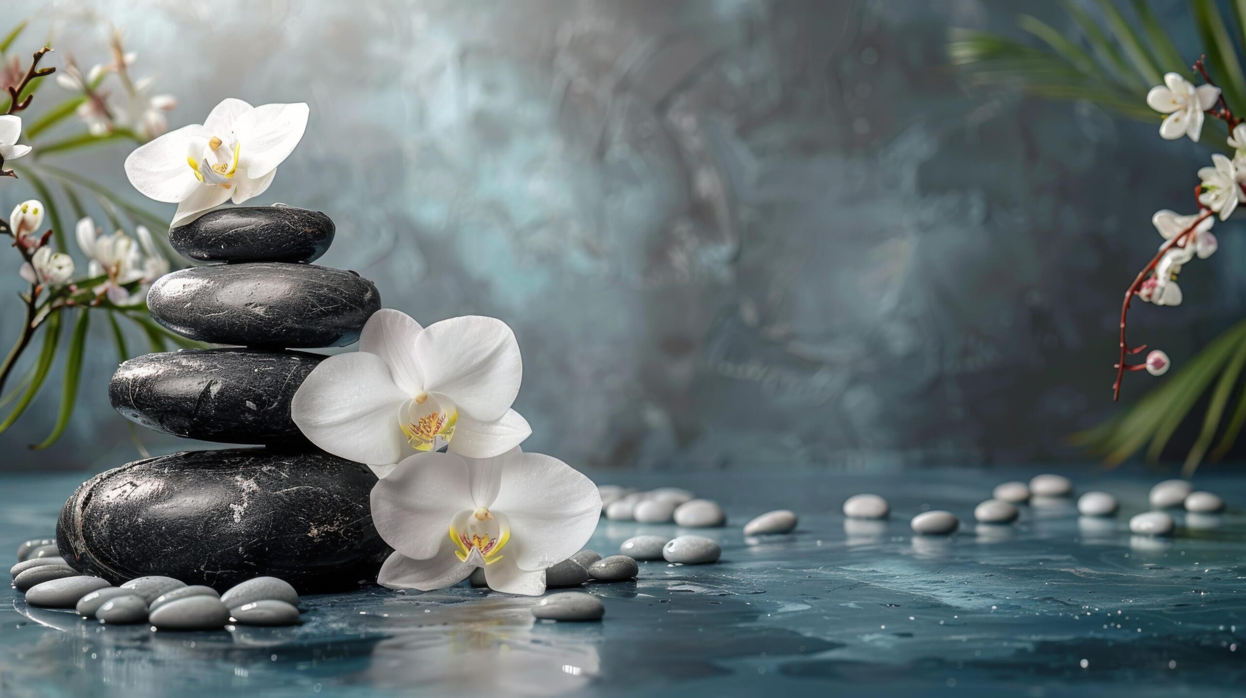 Ai-generated-stack-of-towels-and-flowers-on-table-free-photo