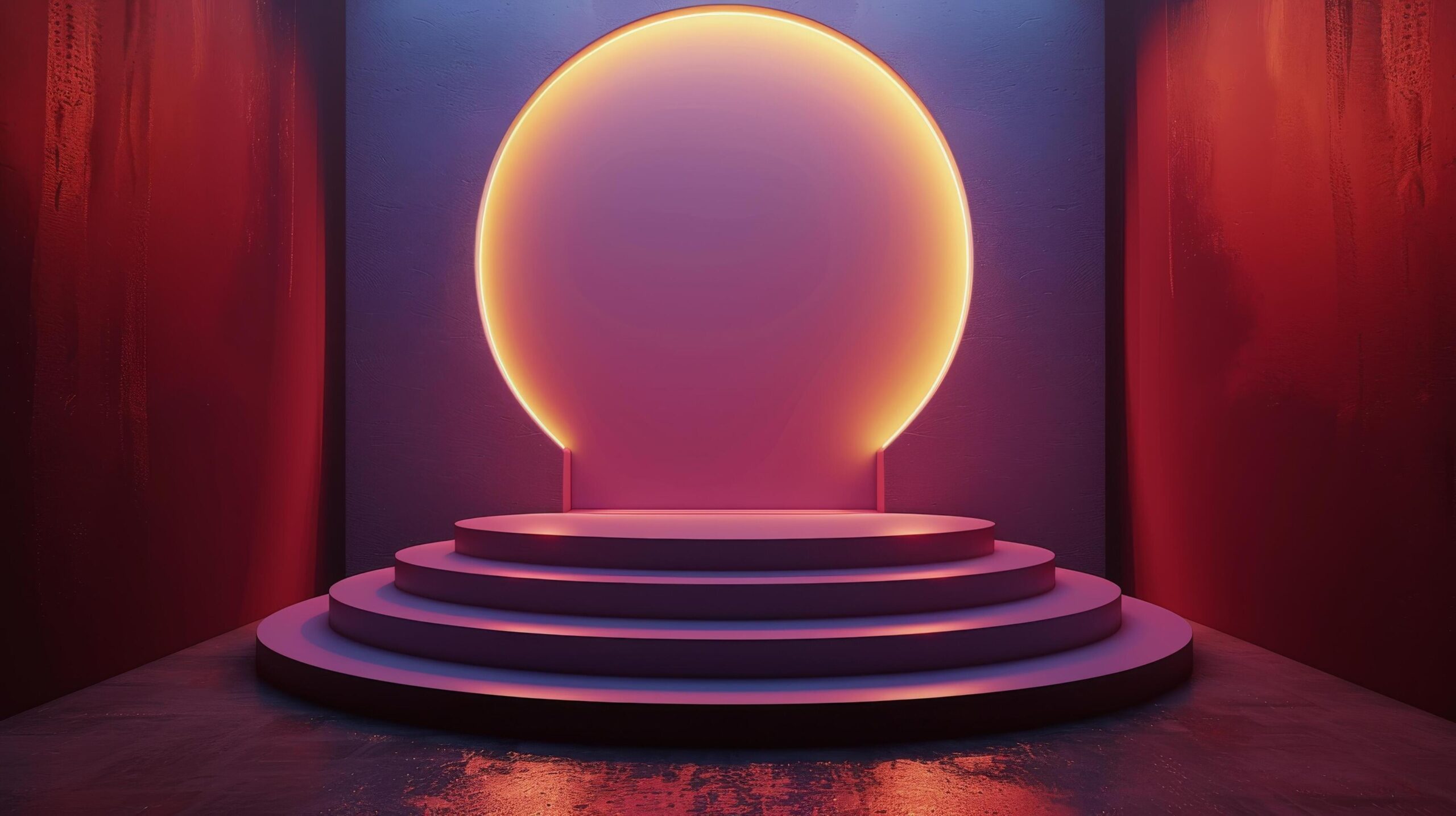 Ai-generated-stage-with-round-light-free-photo