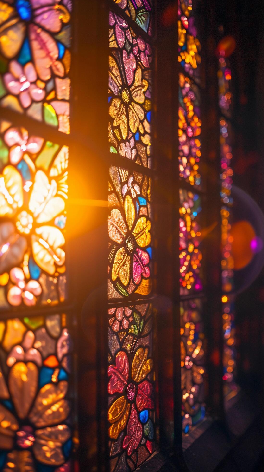Ai-generated-stained-glass-pattern-background-image-generative-ai-free-photo