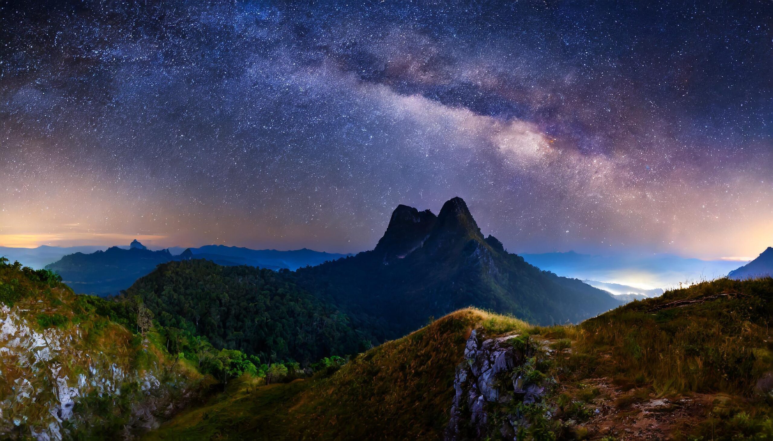 Ai-generated-starry-night-nature-landscape-free-photo