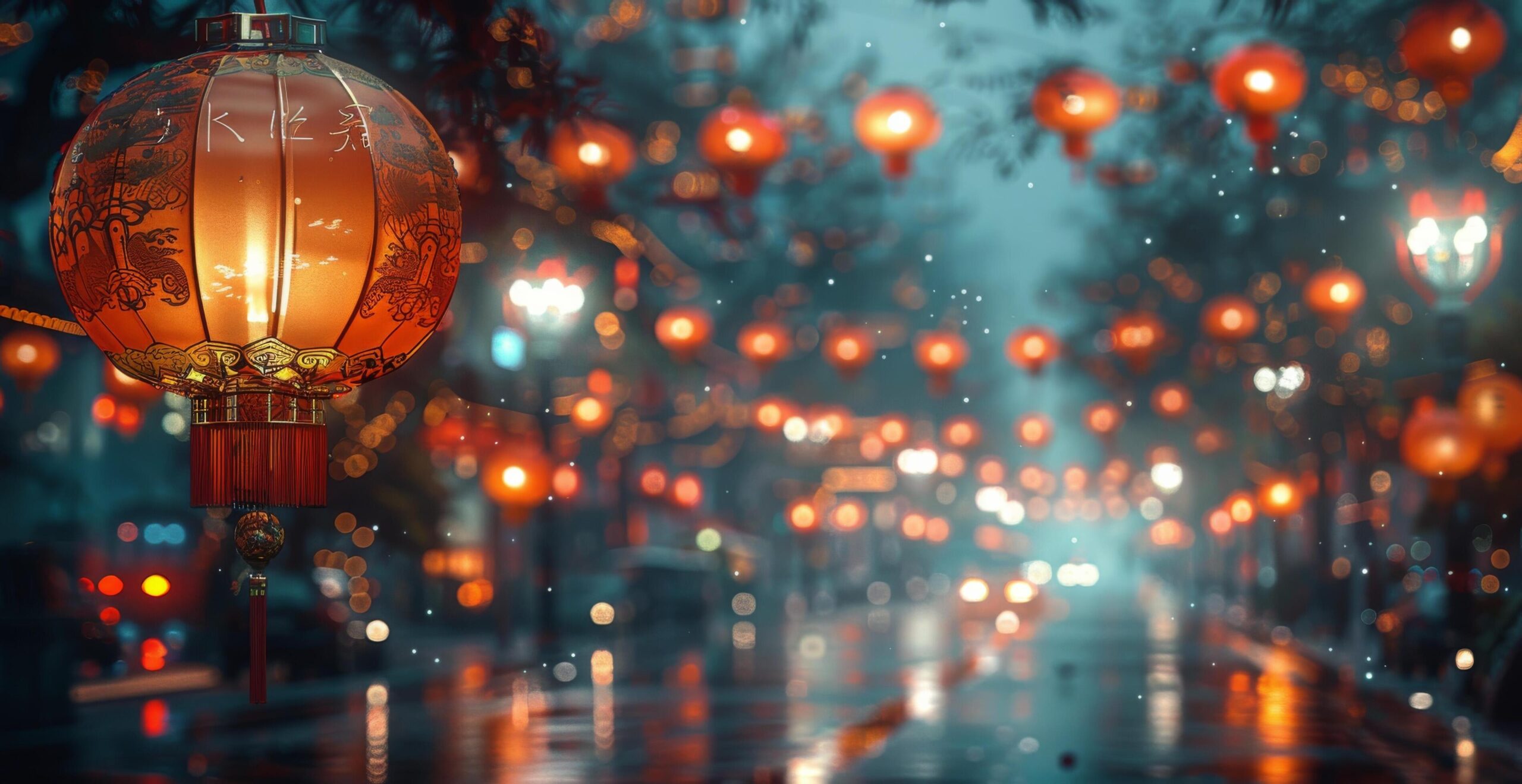 Ai-generated-street-filled-with-red-lanterns-free-photo