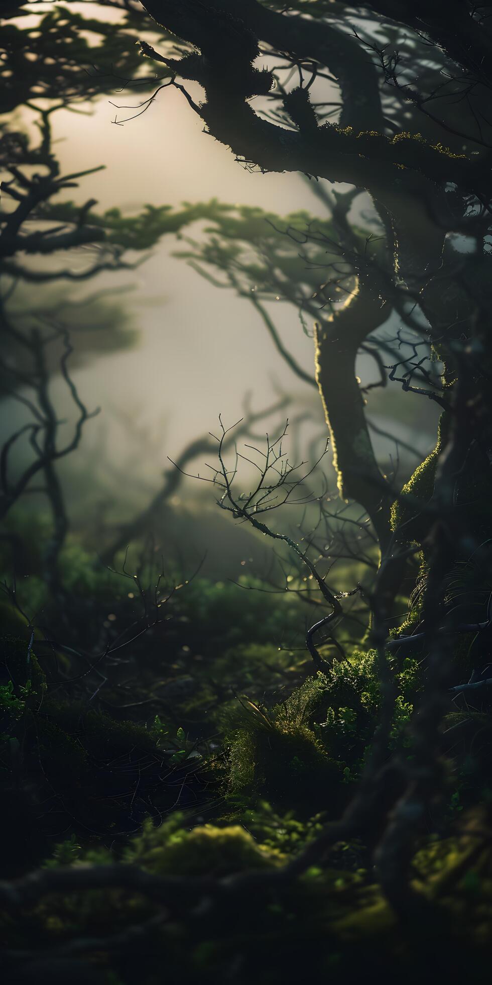 Ai-generated-sundappled-forest-foliage-free-photo