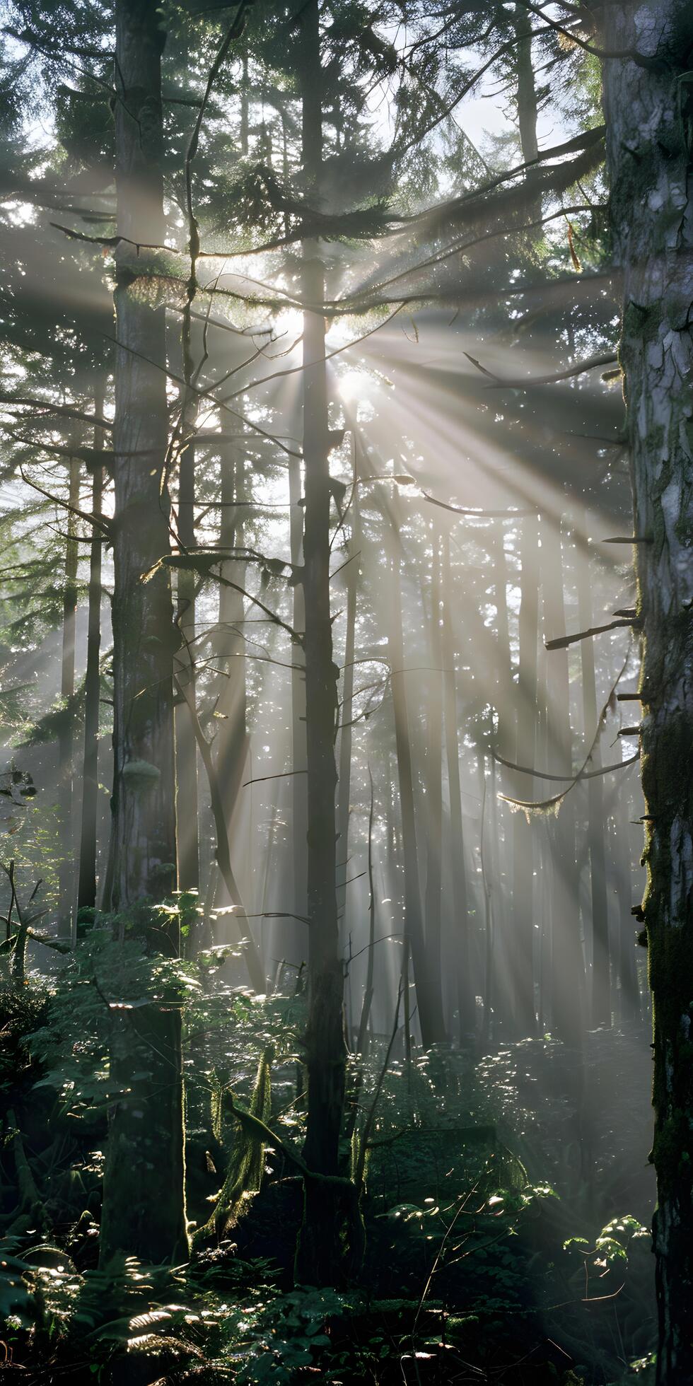 Ai-generated-sunlight-through-dense-forest-free-photo