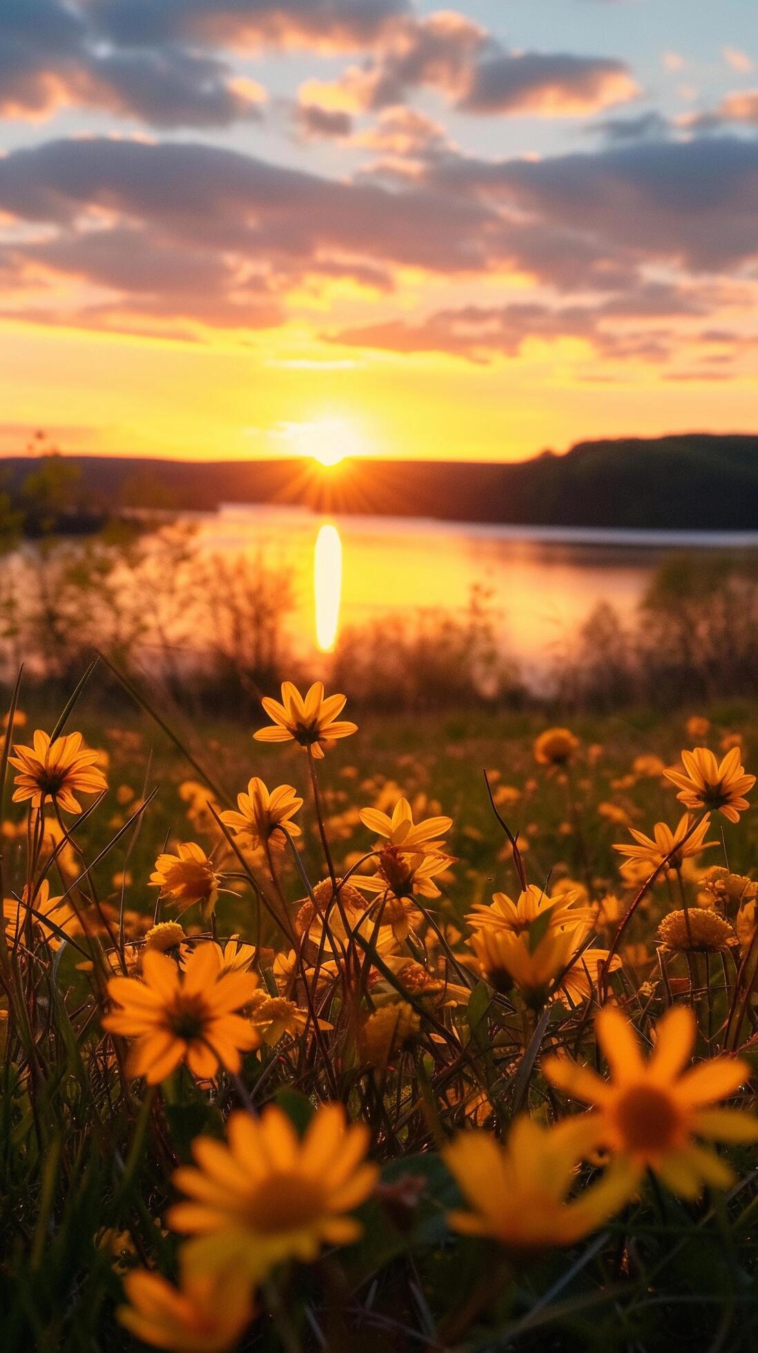 Ai-generated-sunset-in-bloom-background-image-generative-ai-free-photo