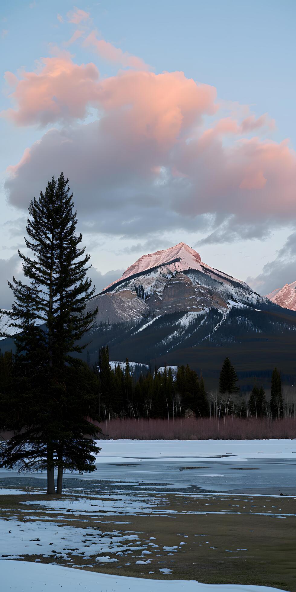 Ai-generated-sunset-over-snowy-peaks-free-photo