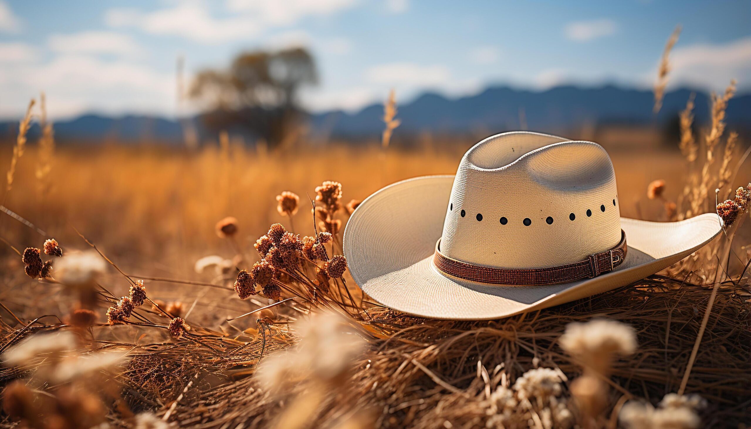 Ai-generated-sunset-over-the-rural-meadow-a-cowboy-in-straw-hat-generated-by-ai-free-photo