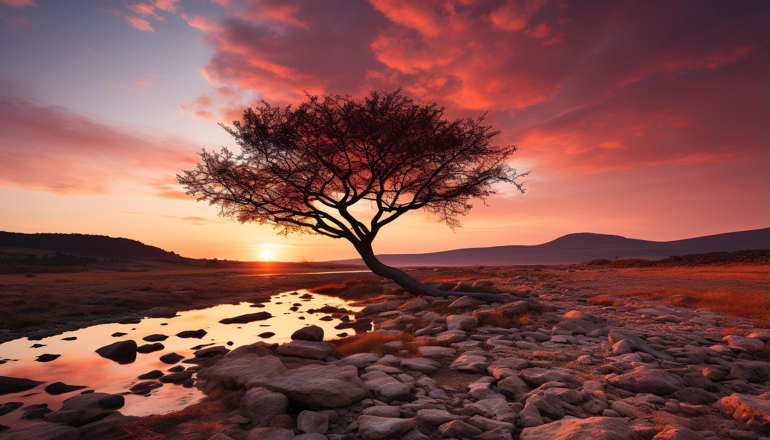 Ai-generated-sunset-over-the-tranquil-coastline-nature-beauty-in-africa-generated-by-ai-free-photo