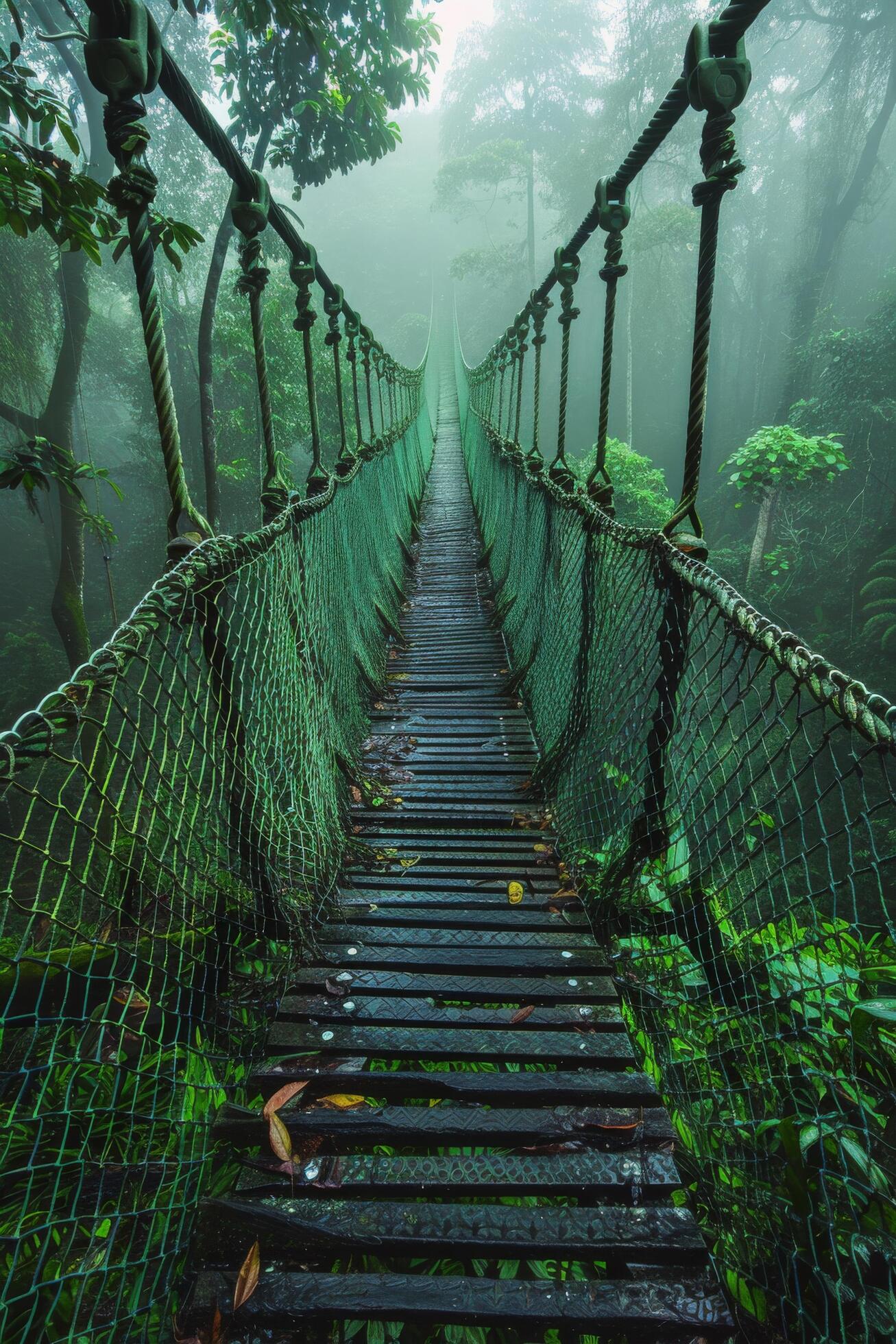 Ai-generated-suspension-bridge-in-the-middle-of-a-jungle-free-photo