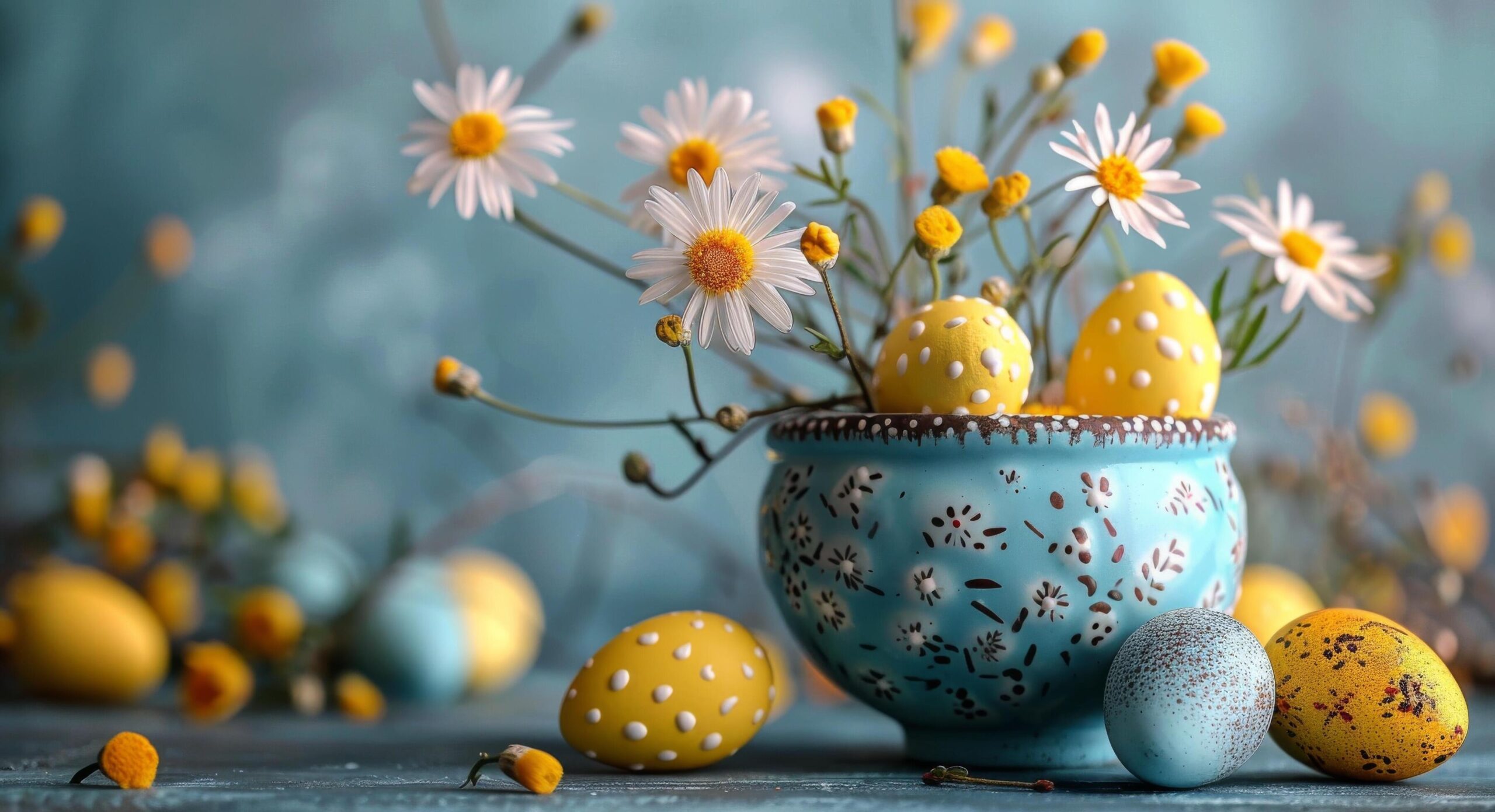 Ai-generated-table-with-blue-bowls-of-yellow-and-white-eggs-free-photo