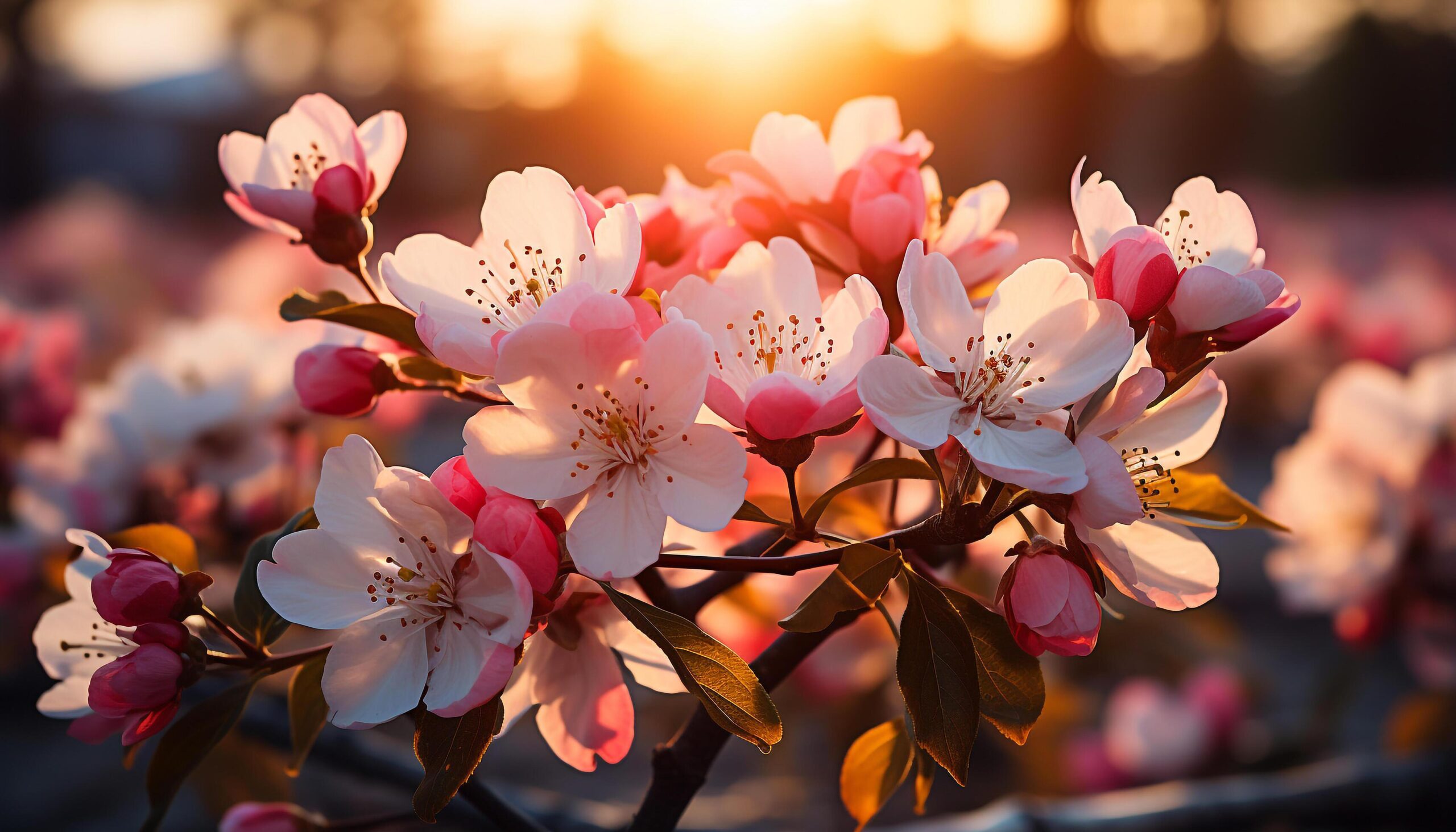 Ai-generated-the-fresh-pink-blossom-on-the-branch-brings-spring-beauty-generated-by-ai-free-photo