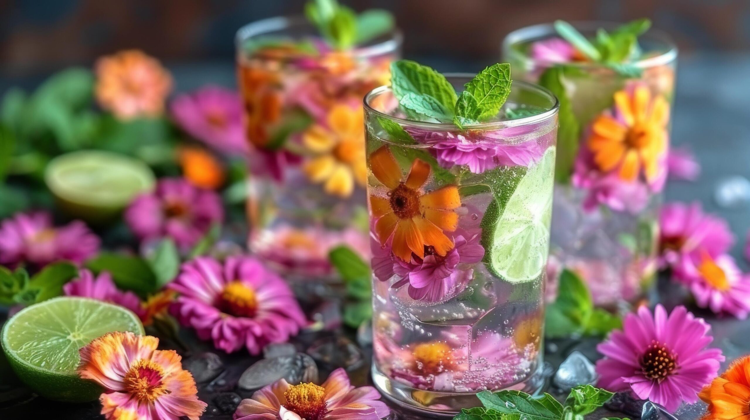 Ai-generated-three-mason-jars-with-lemonade-and-flowers-free-photo