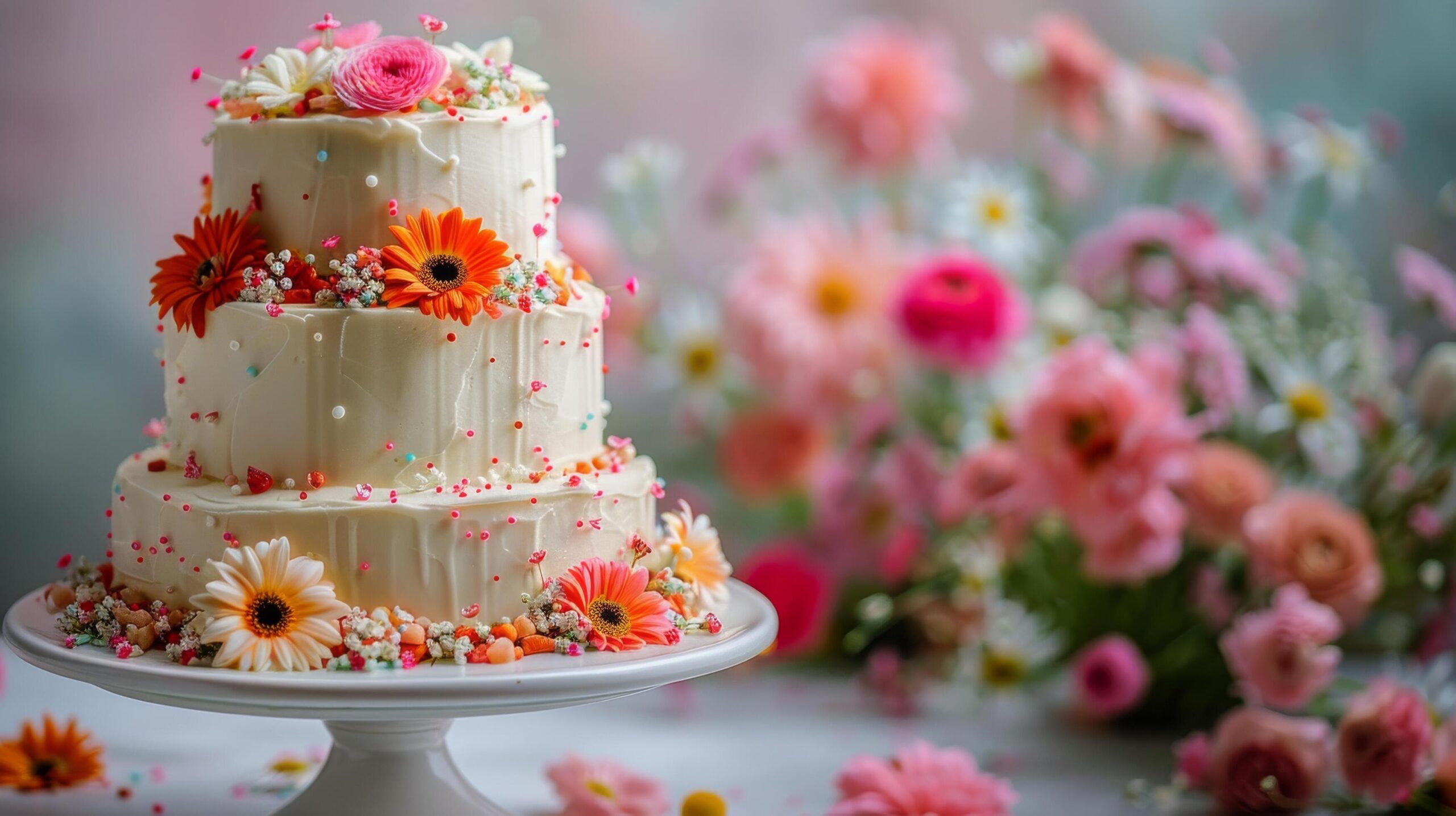 Ai-generated-three-tiered-cake-on-white-cake-plate-free-photo