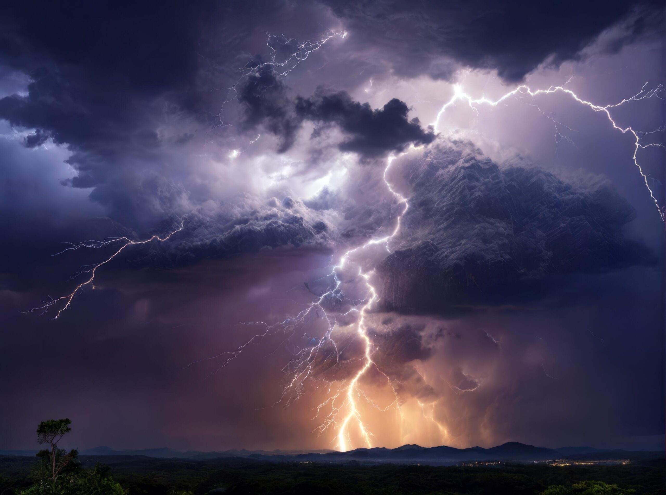 Ai-generated-thunderstorm-with-intense-lightning-illuminating-dark-free-photo