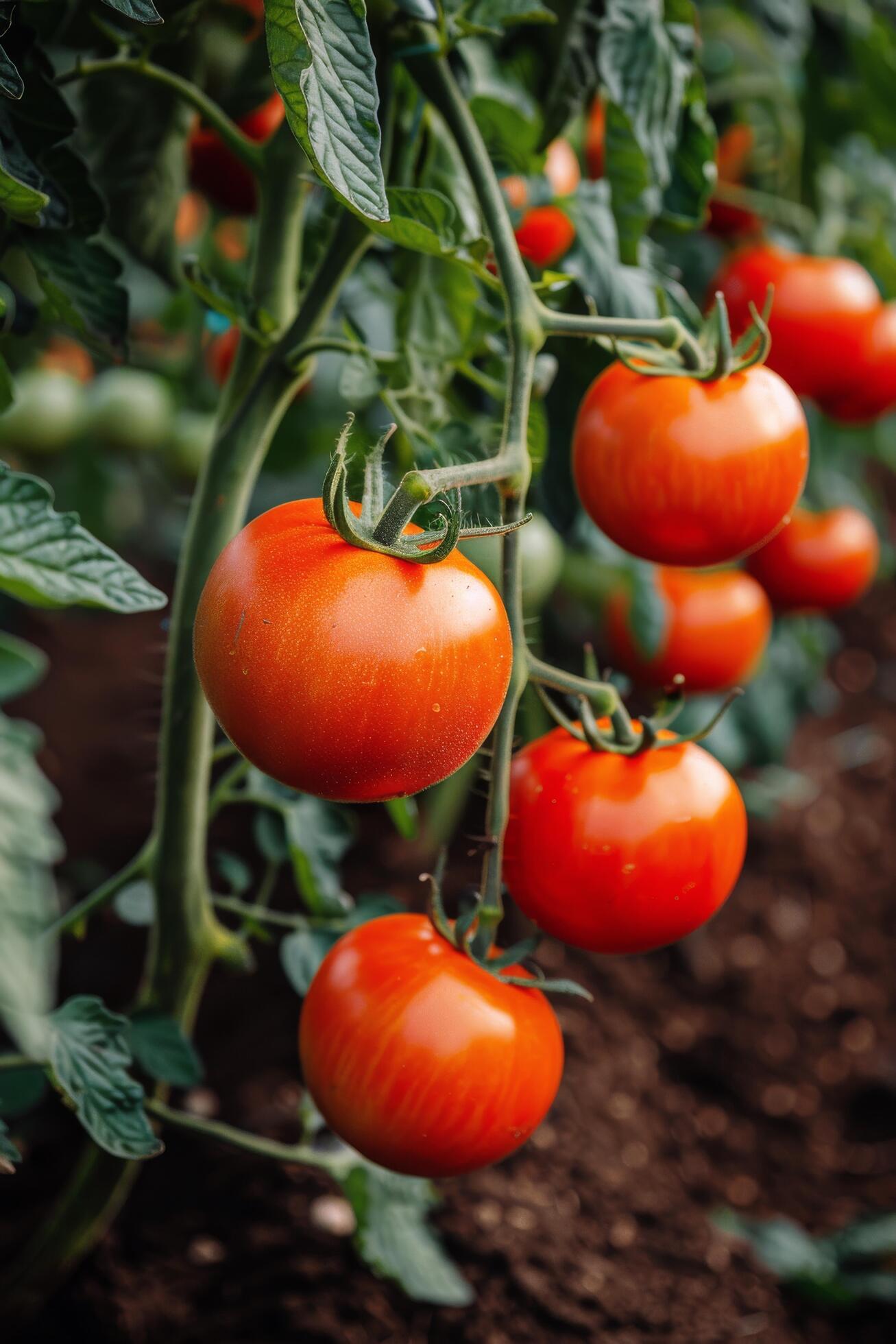 Ai-generated-tomatoes-growing-in-a-garden-free-photo