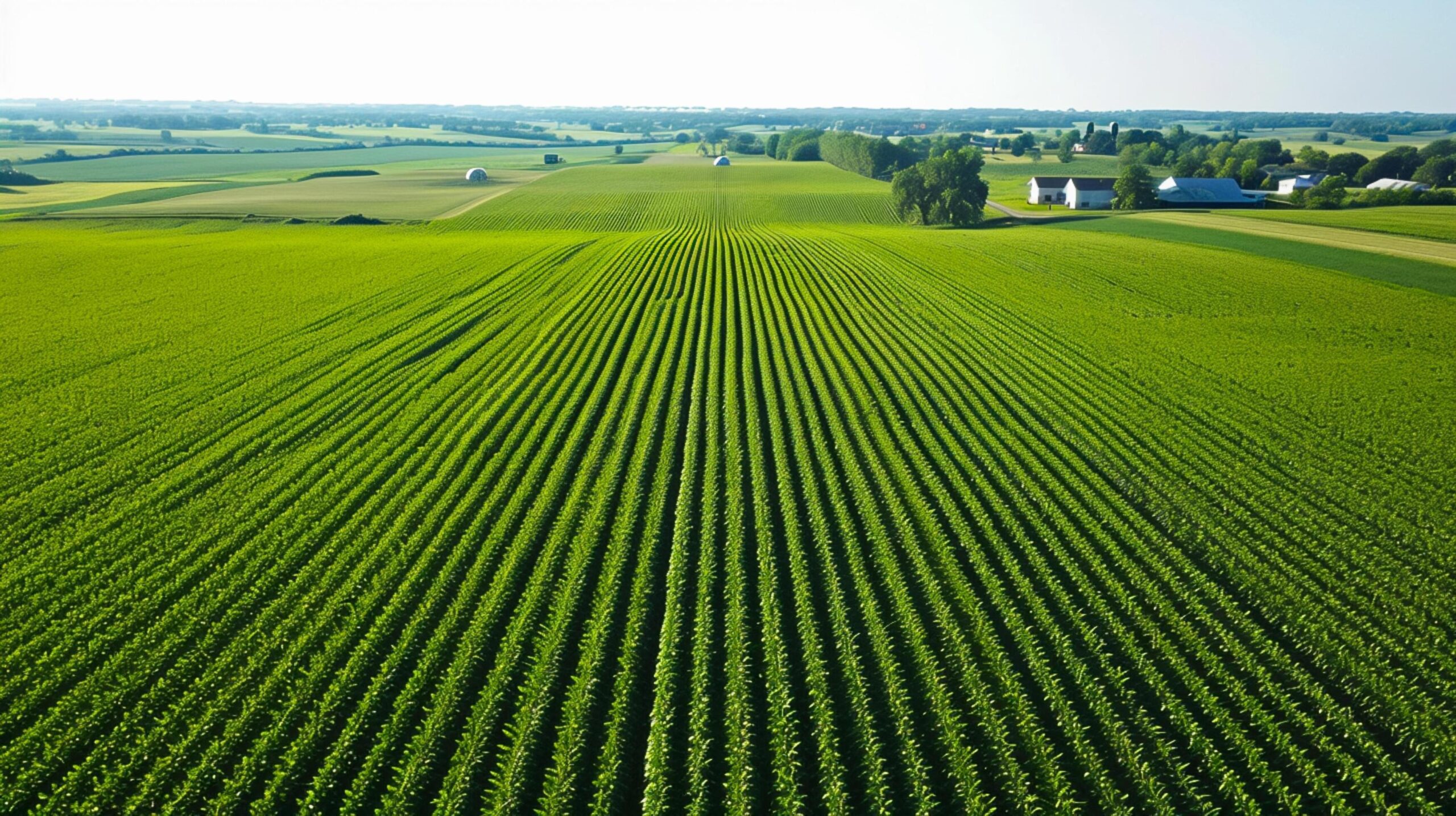 Ai-generated-top-aerial-view-of-green-fields-and-meadows-landscape-with-lines-of-fields-grass-trees-indicating-healthy-crop-growth-ai-generated-free-photo