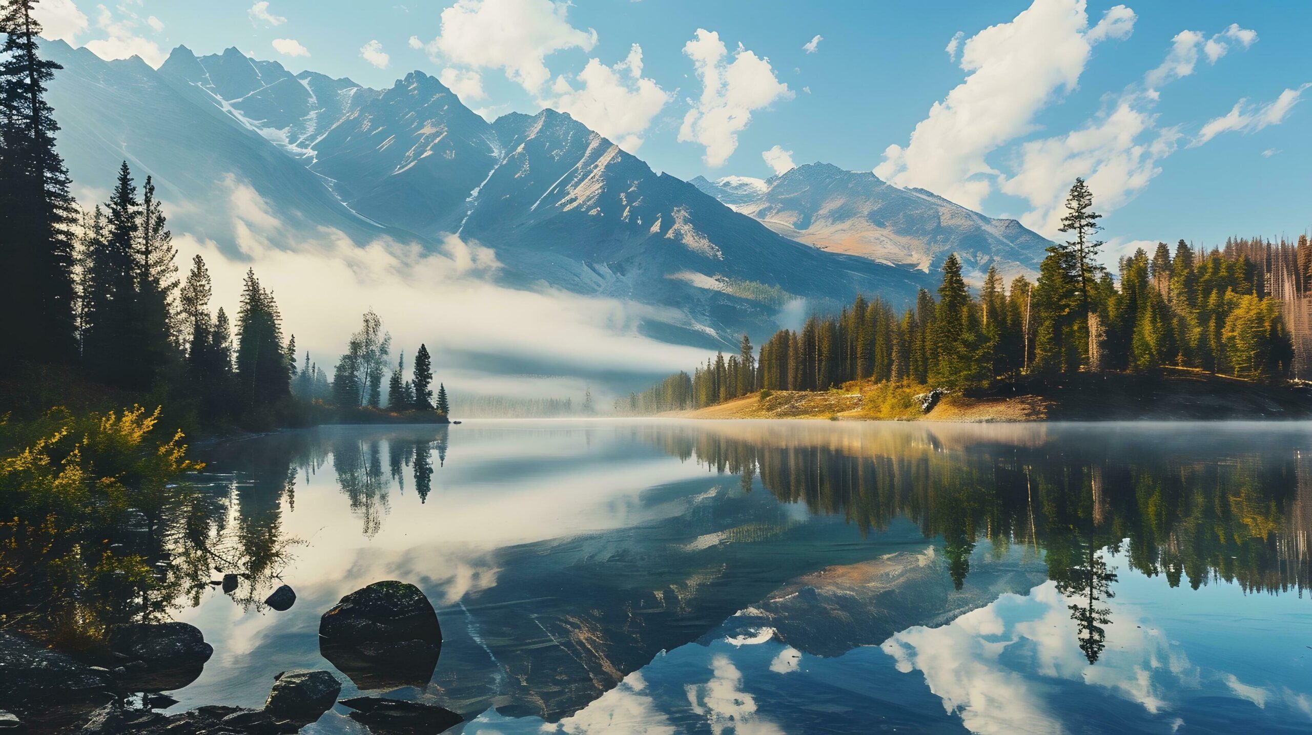 Ai-generated-tranquil-dawn-reflecting-on-a-mountain-lake-free-photo