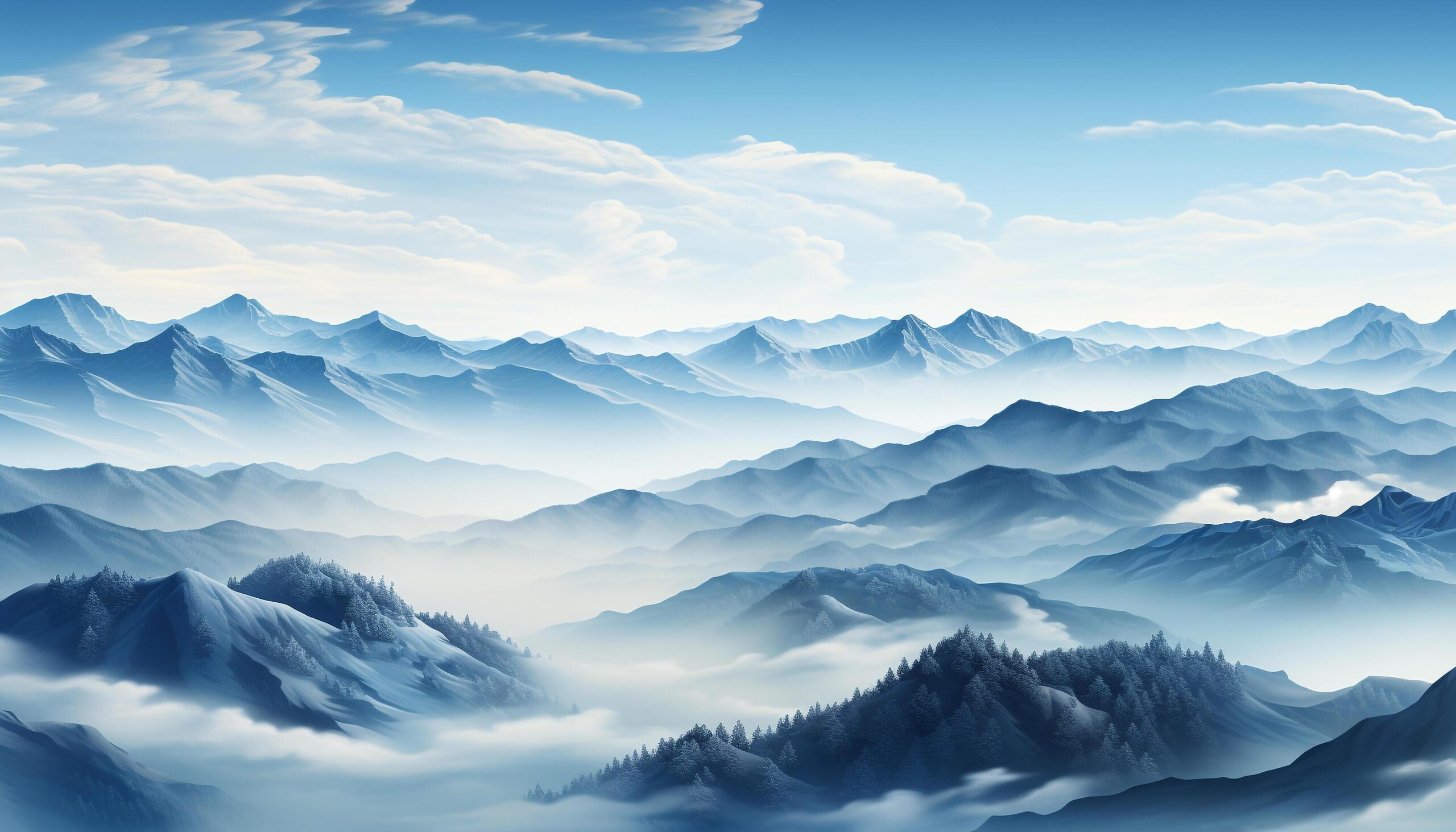 Ai-generated-tranquil-mountain-peak-blue-sky-and-snowy-landscape-create-beauty-generated-by-ai-free-photo