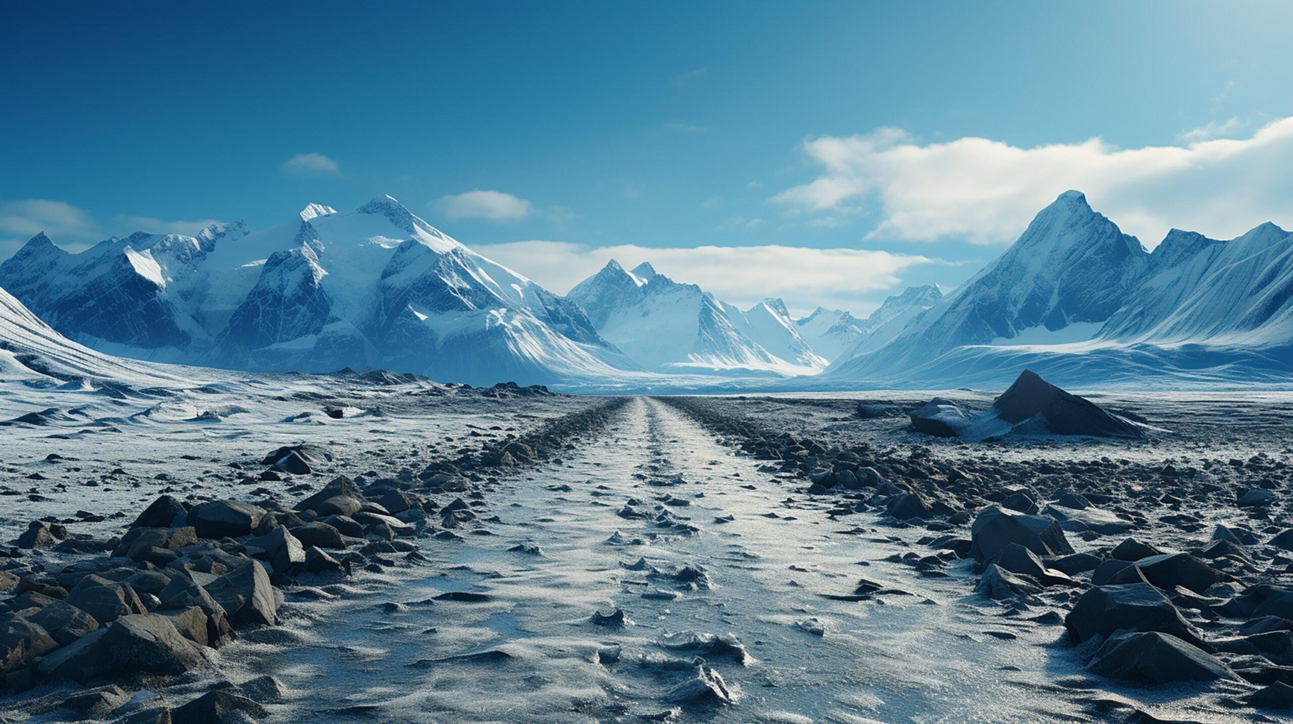 Ai-generated-travel-to-iceland-road-in-a-bright-sunny-mountain-landscape-vatna-volcano-covered-with-snow-and-ice-on-tne-background-free-photo