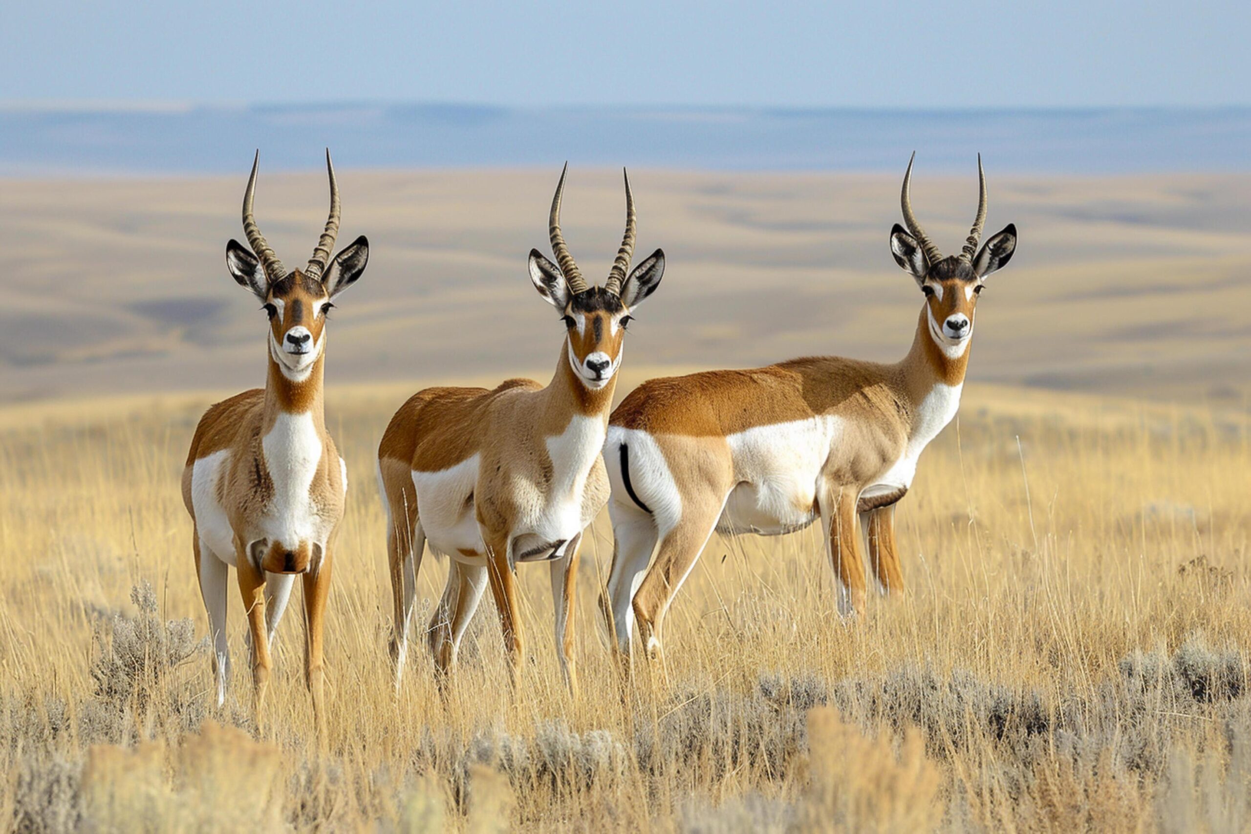 Ai-generated-two-deer-pronghorns-in-a-dry-grassland-setting-ai-generated-free-photo