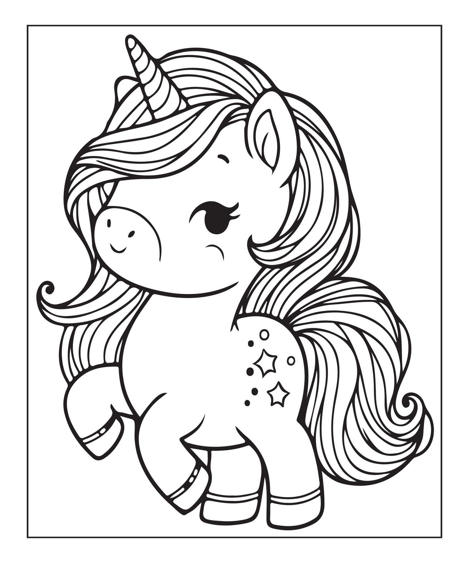Ai-generated-unicorn-coloring-page-for-kids-free-vector