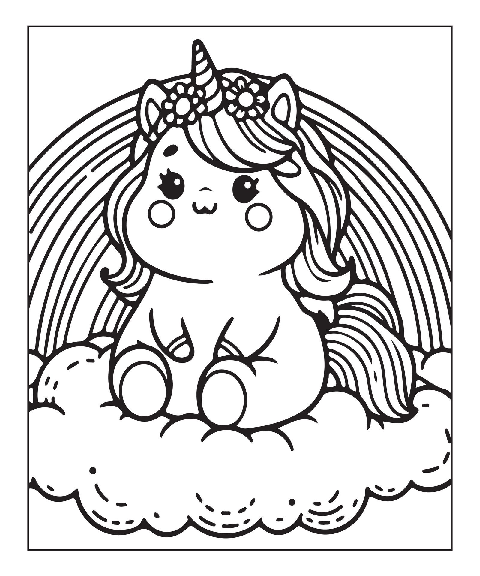 Ai-generated-unicorn-coloring-page-free-vector