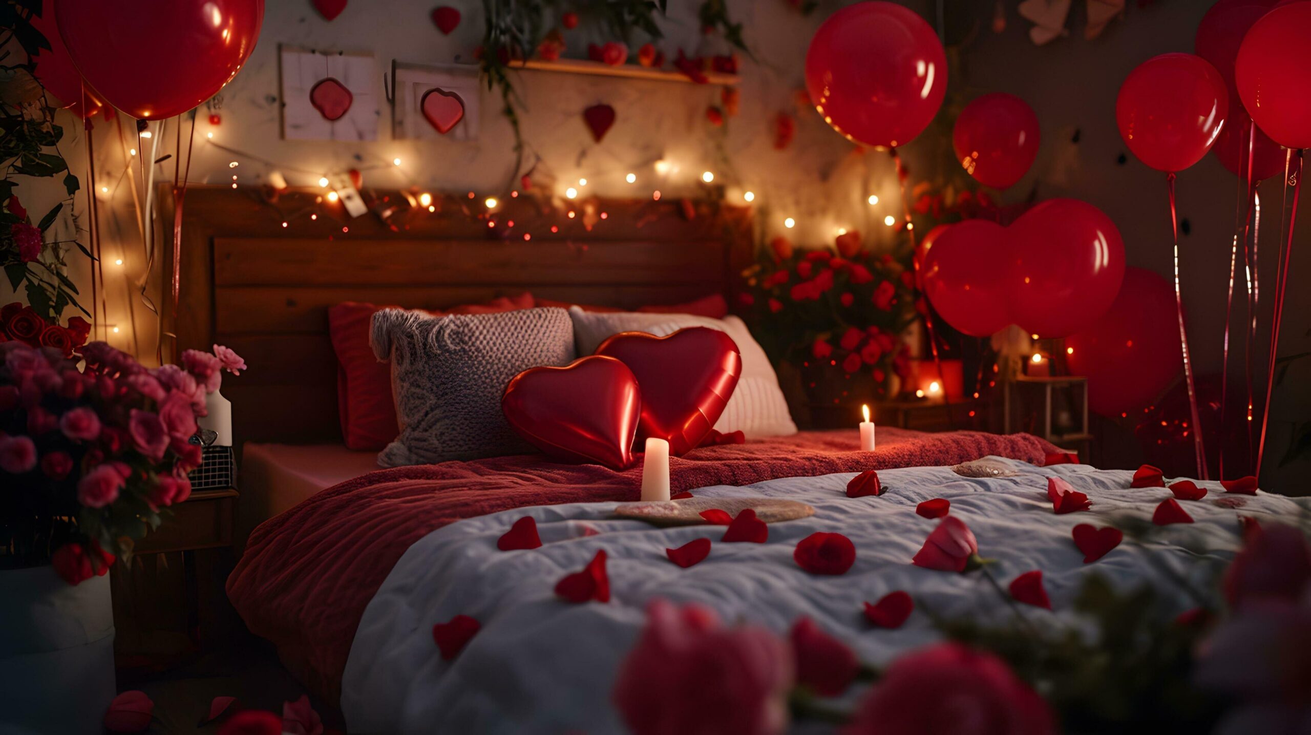 Ai-generated-valentine-day-theme-with-heart-balloons-and-roses-free-photo