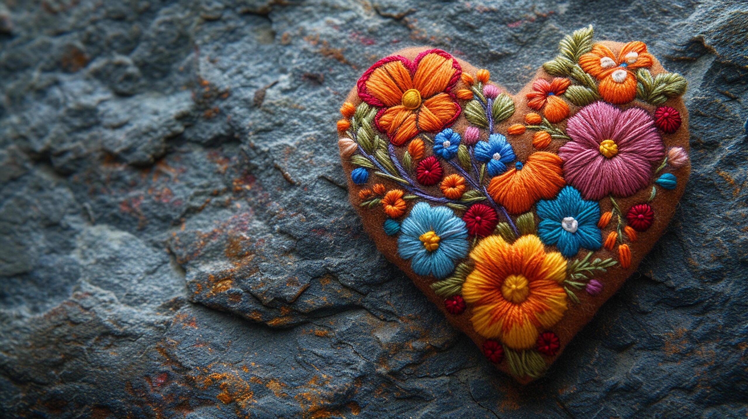 Ai-generated-valentine-s-day-heart-in-bright-colored-embroidery-style-background-image-generative-ai-free-photo