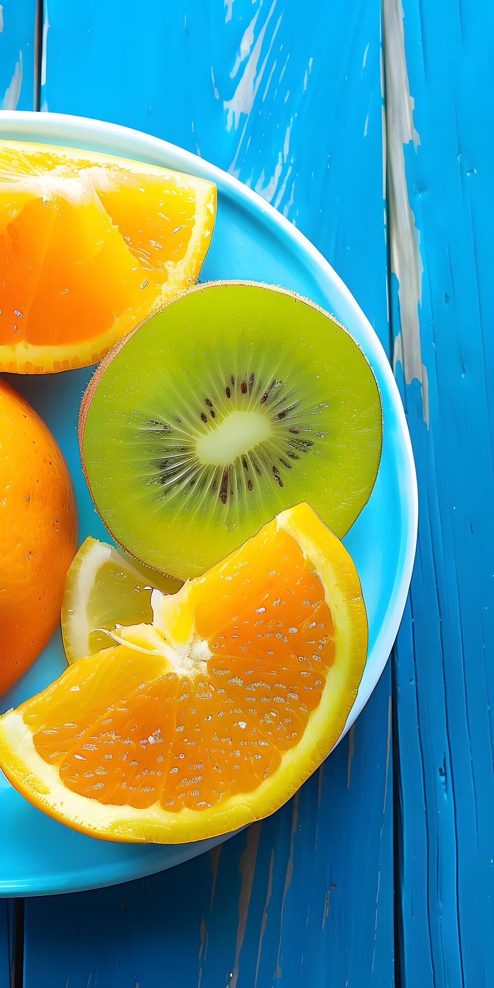 Ai-generated-vibrant-and-fresh-fruit-slices-on-a-plate-free-photo