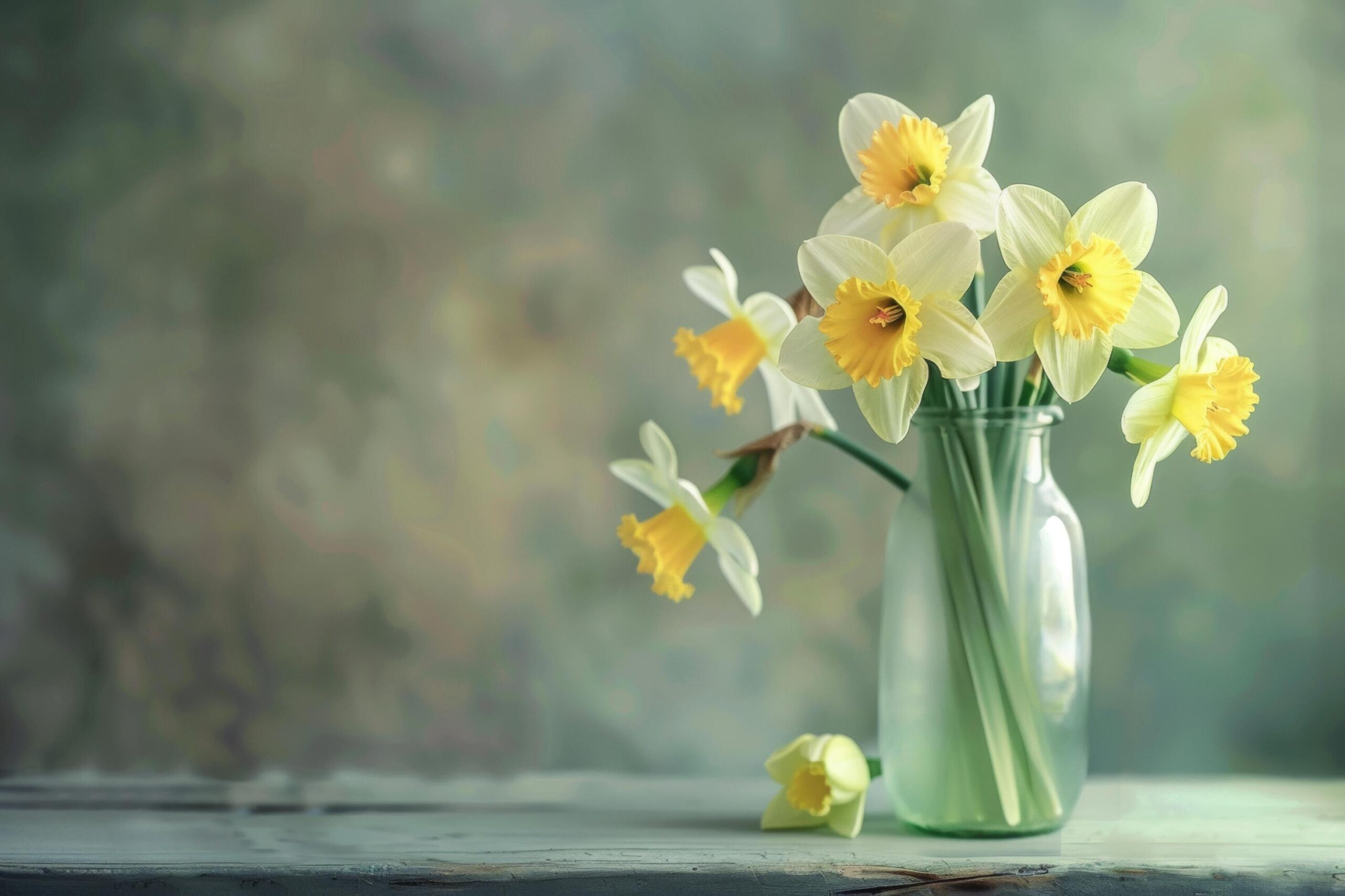 Ai-generated-vintage-vase-with-fresh-daffodils-free-photo