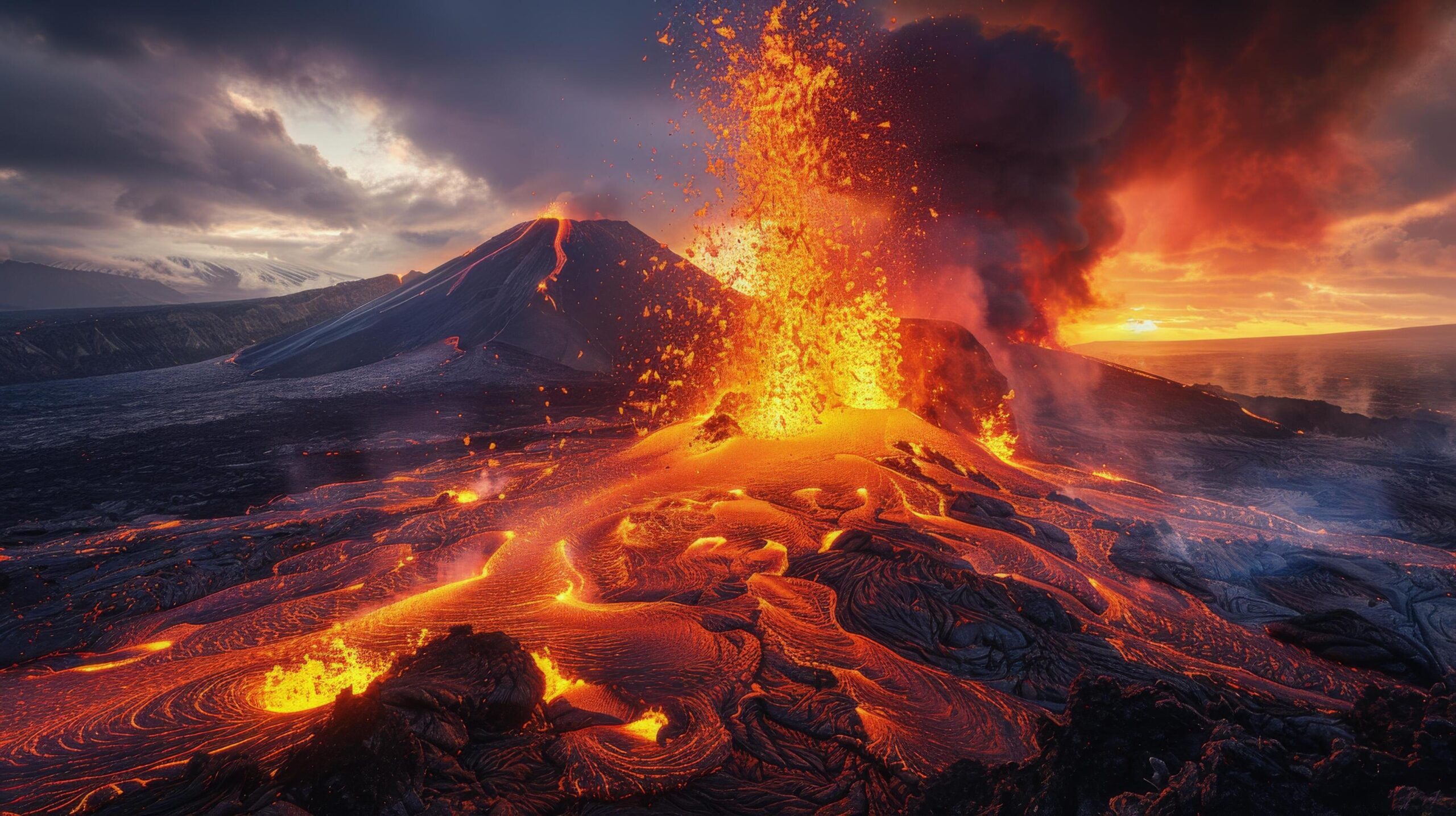 Ai-generated-volcano-erupts-lava-into-the-air-free-photo