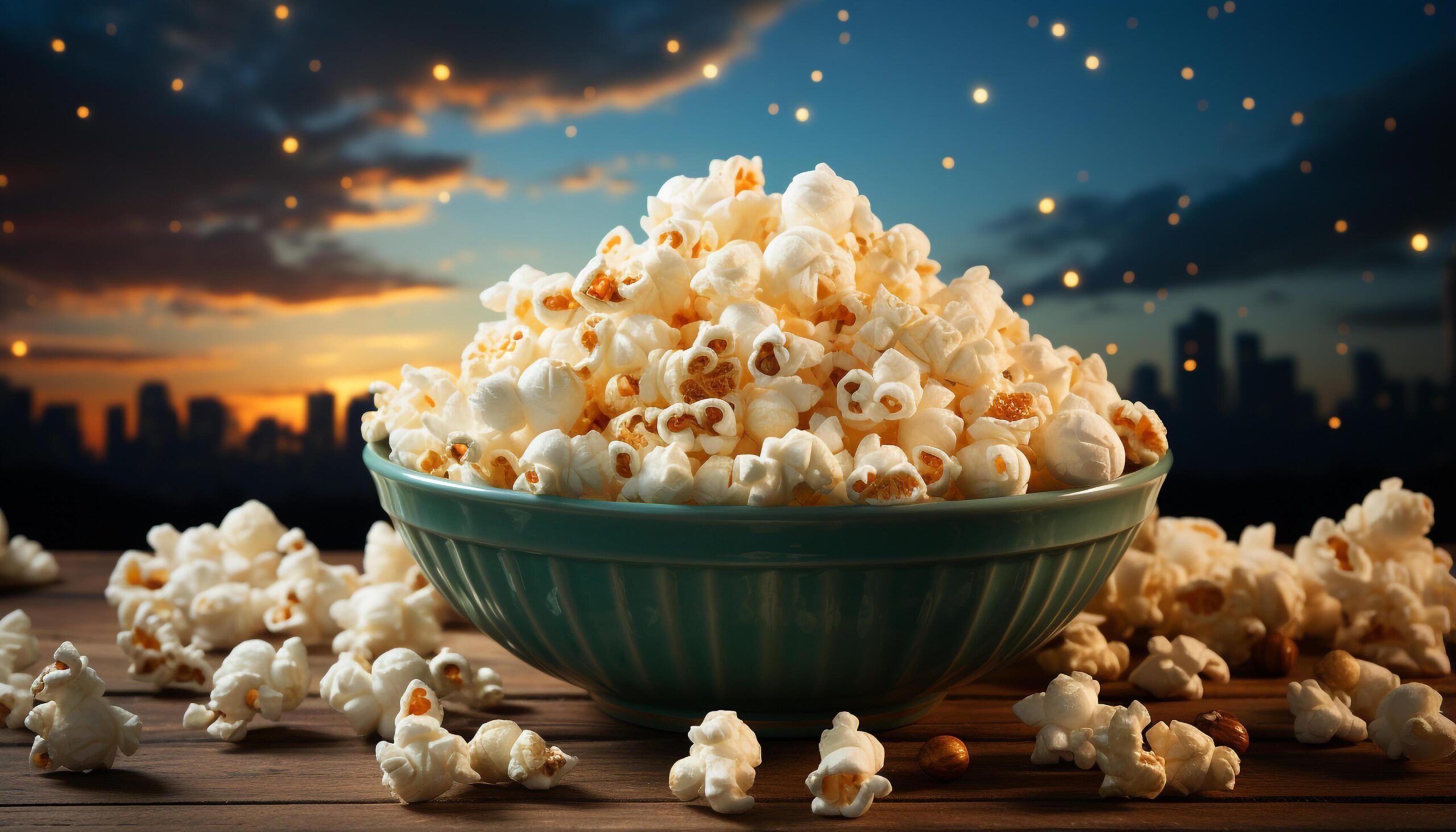 Ai-generated-watching-movie-eating-popcorn-enjoying-the-night-at-home-generated-by-ai-free-photo