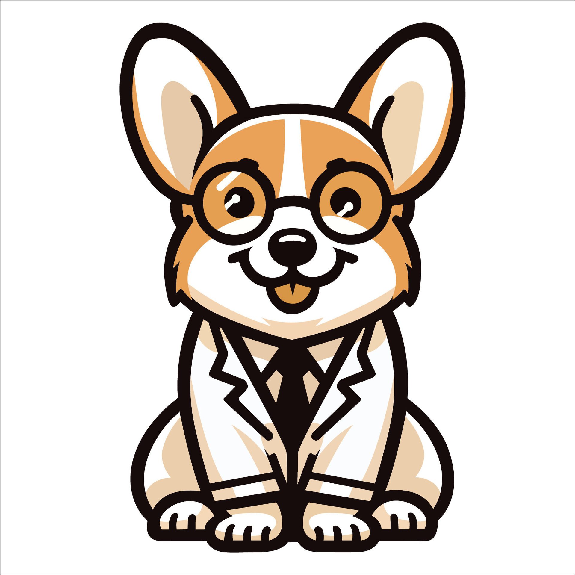 Ai-generated-welsh-corgi-dog-doctor-sitting-and-looking-up-illustration-free-vector