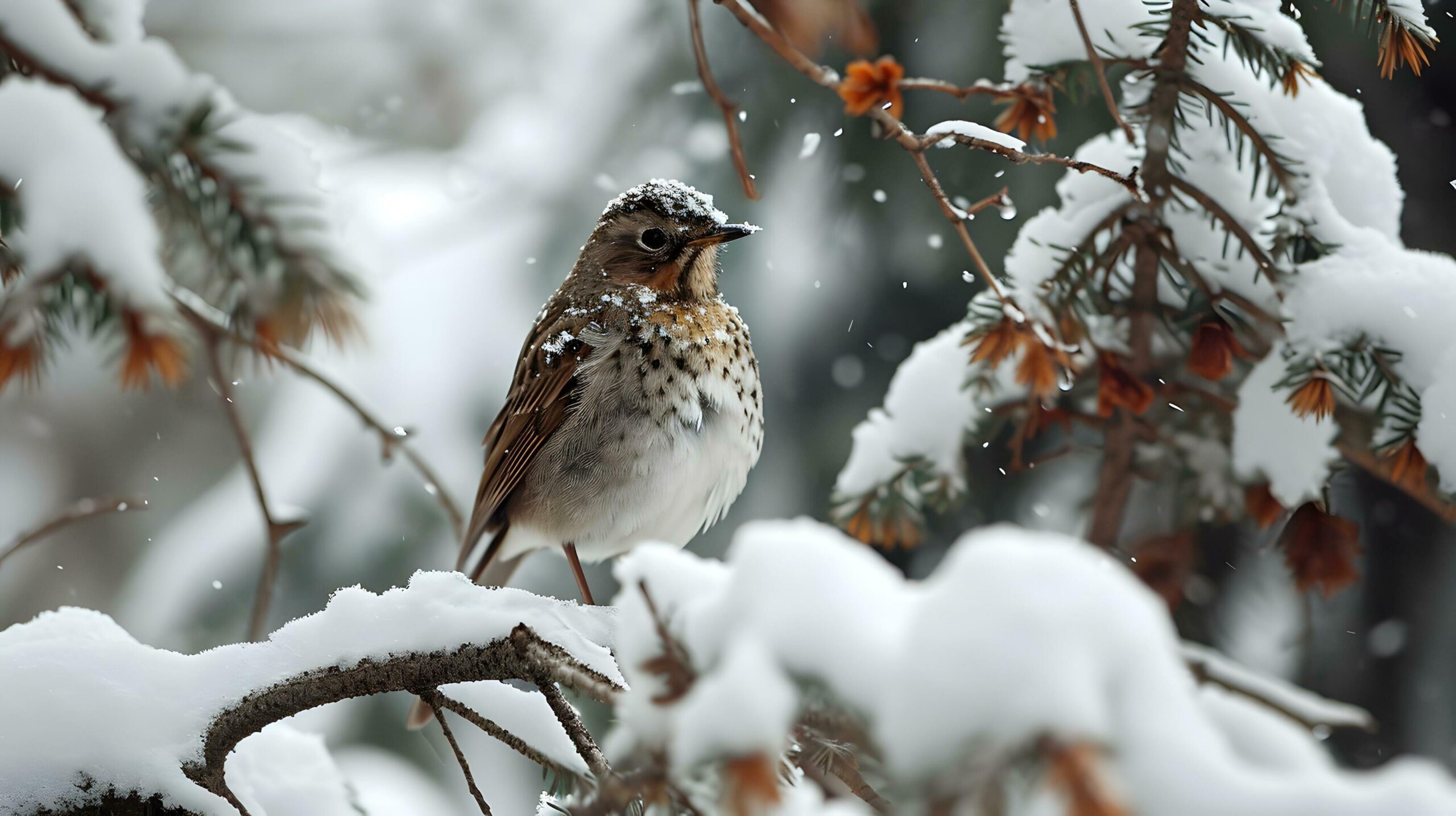 Ai-generated-winter-robin-perched-among-snowy-branches-free-photo