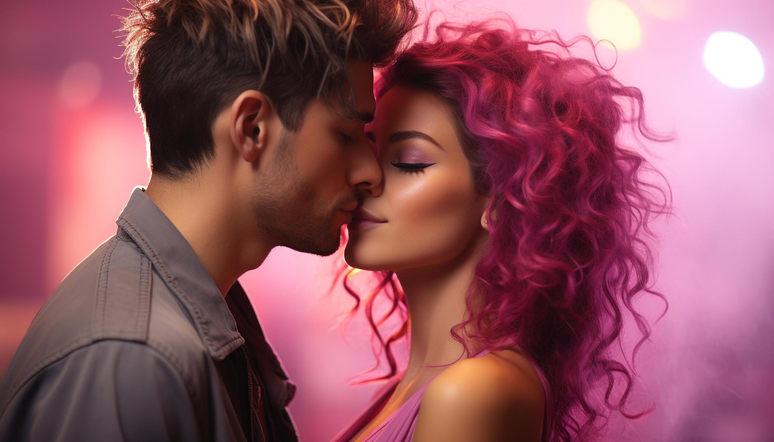 Ai-generated-young-couple-embracing-kissing-and-flirting-in-a-nightclub-generated-by-ai-free-photo