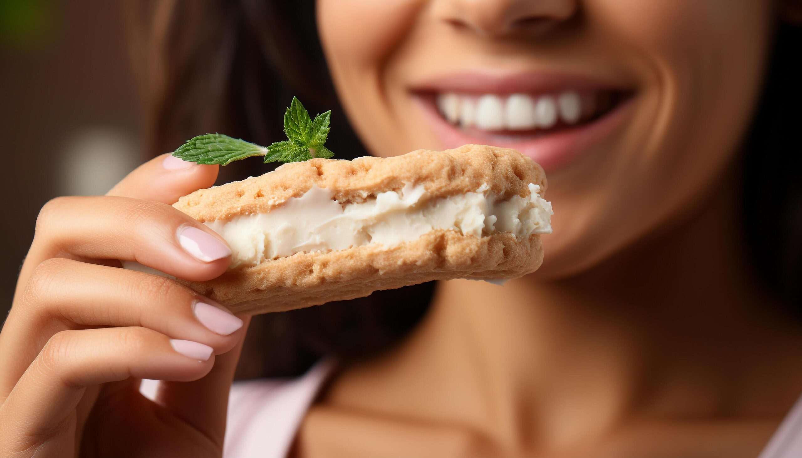 Ai-generated-young-woman-smiling-holding-a-slice-of-chocolate-dessert-generated-by-ai-free-photo