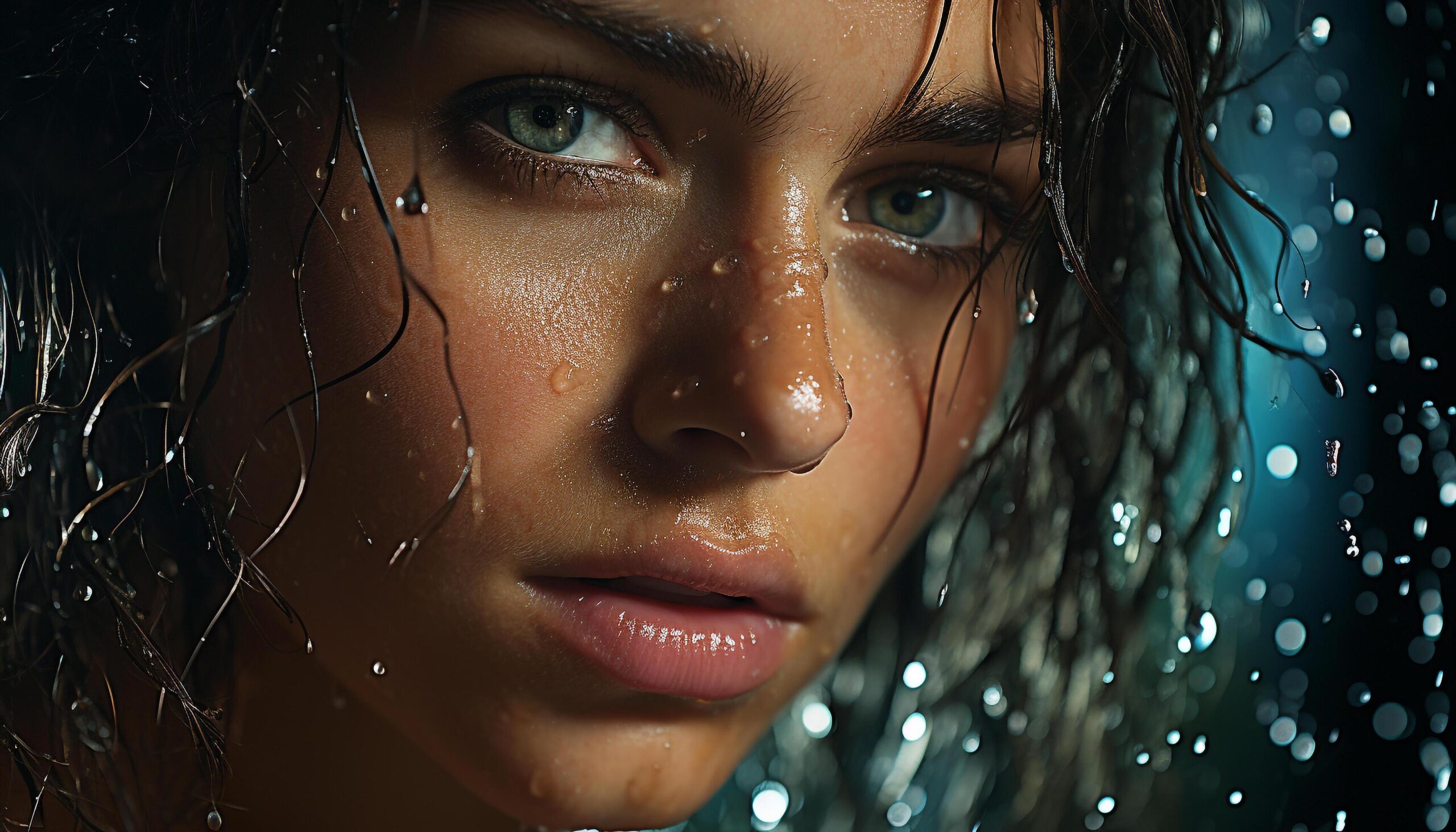 Ai-generated-young-woman-with-wet-hair-smiling-at-camera-generated-by-ai-free-photo