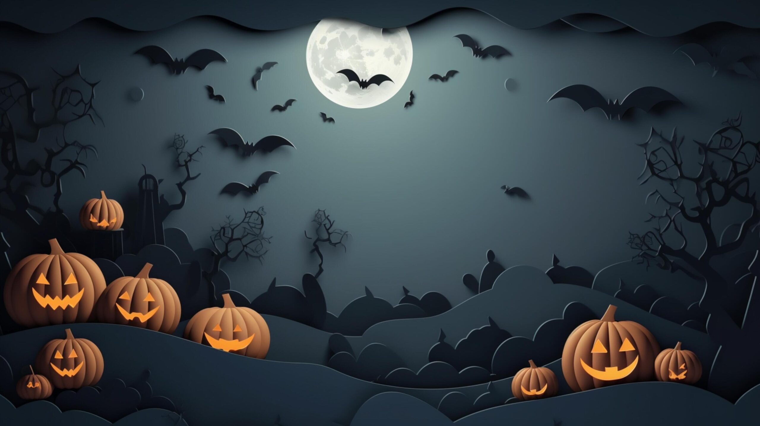 Ai-generative-halloween-background-bats-flying-in-the-night-with-a-full-moon-in-the-background-free-photo