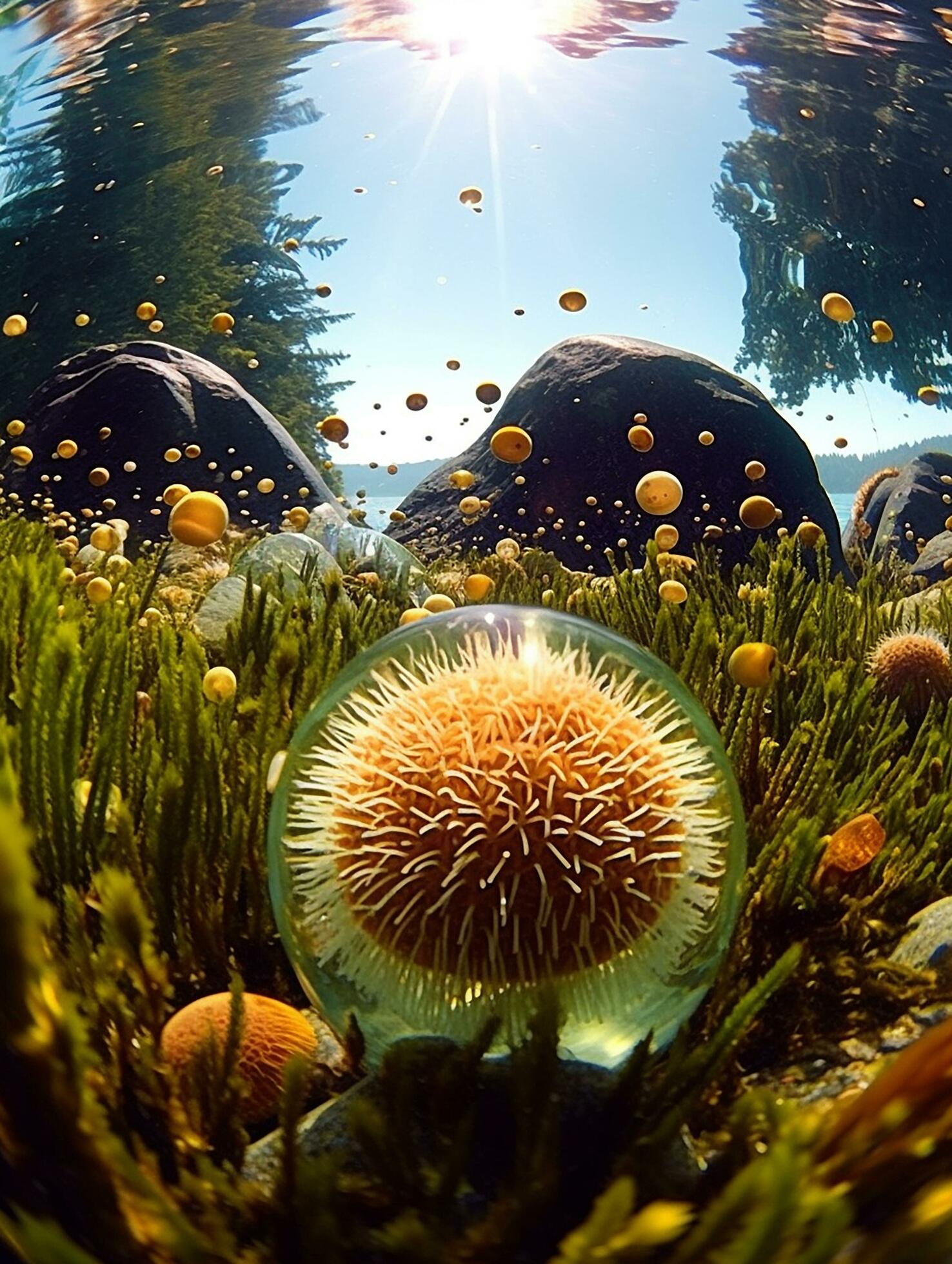 An-aquarium-showing-sea-urchins-and-sea-lettuce-ai-generated-image-free-photo
