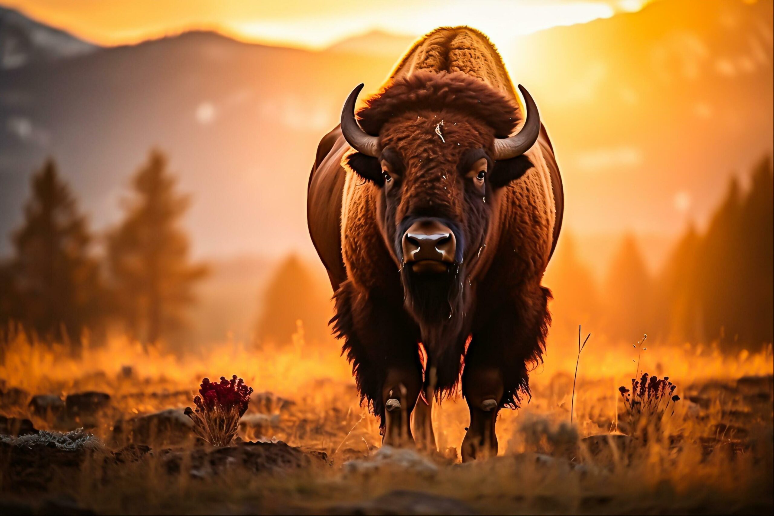 Bison-powerful-symbols-of-nature-s-majesty-generative-ai-free-photo