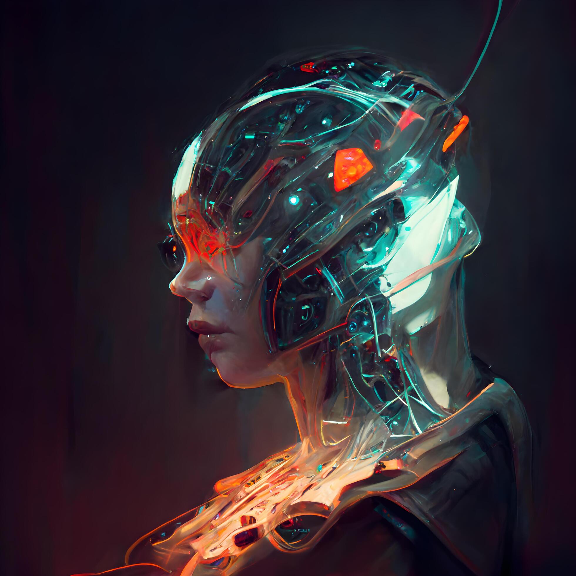 Futuristic-cyborg-woman-portrait-with-glowing-light-sci-fi-concept-ai-generative-image-free-photo